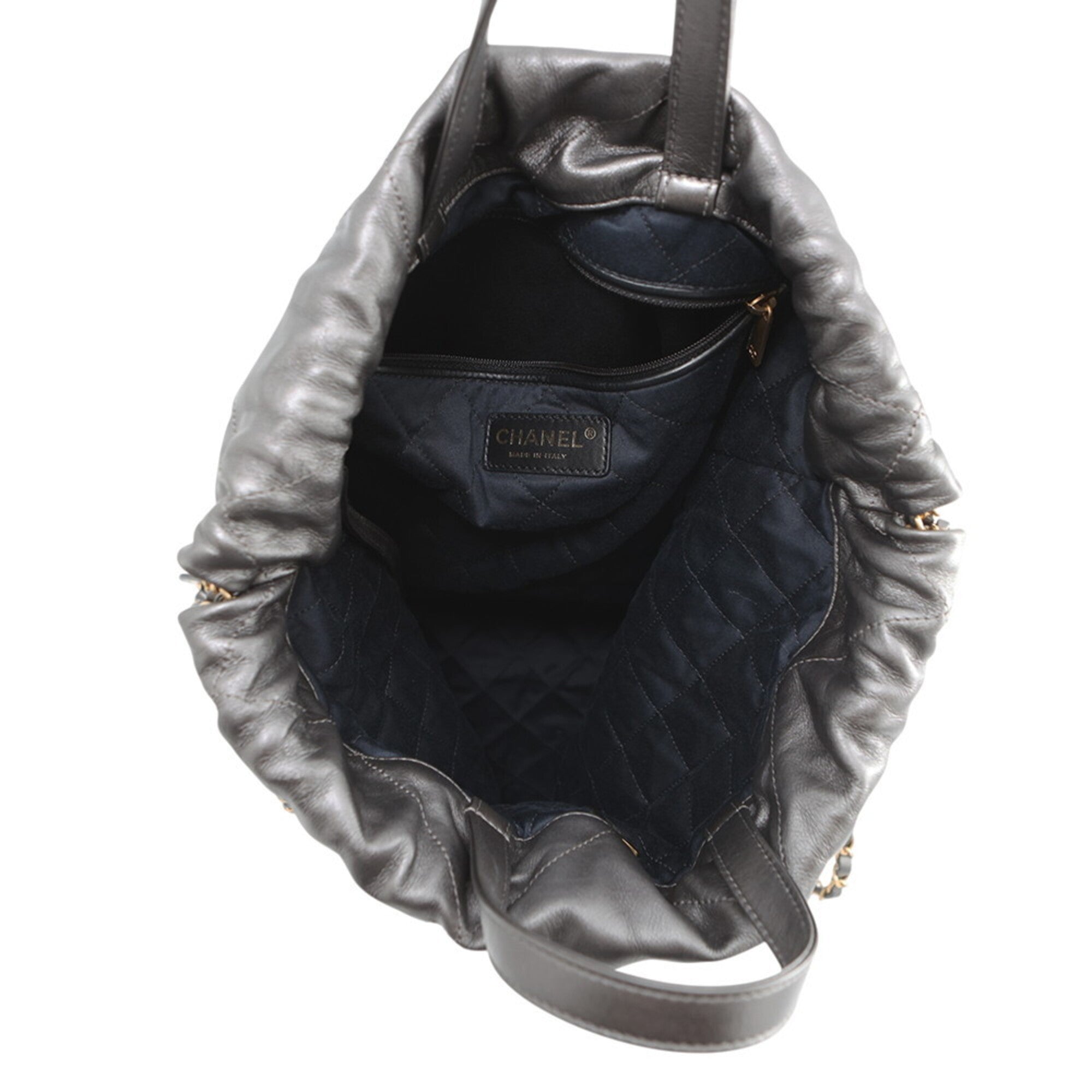Chanel Gray Leather Handbag (Pre-Owned)