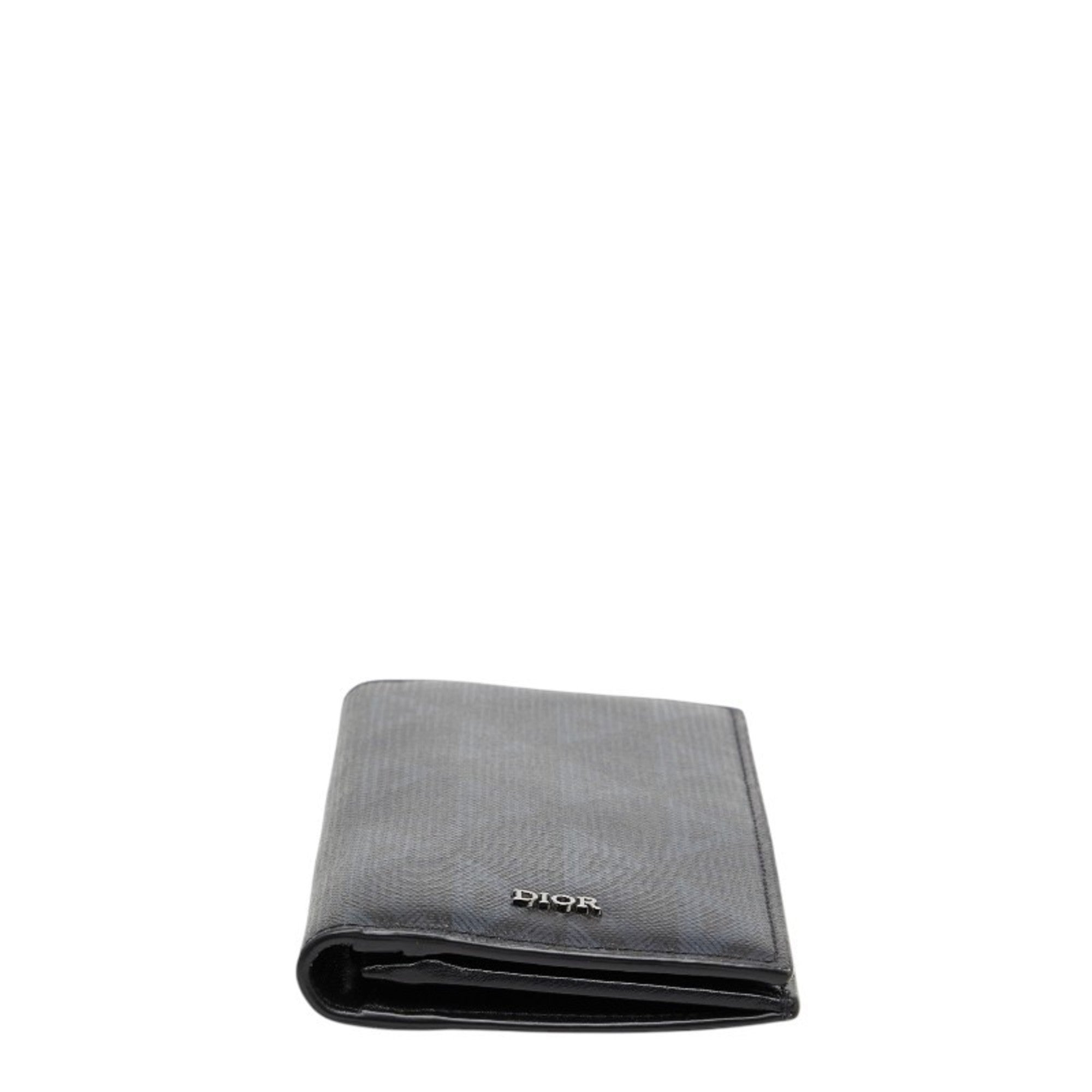 Christian Dior Black Navy Pvc Long Wallet (Bi-Fold) (Pre-Owned)
