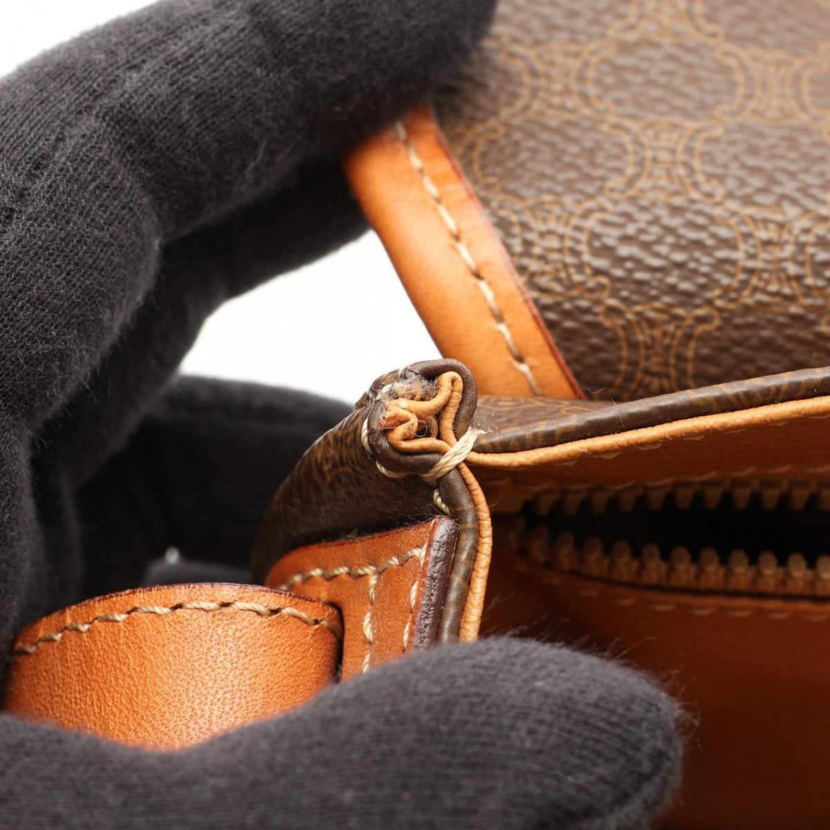 Celine Brown Coated Canvas Leather Handbag Shoulder Bag (Pre-Owned)