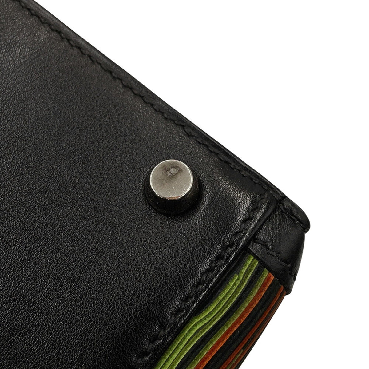 Hermes Black Green Orange Gulliver Leather Leather Handbag (Pre-Owned)