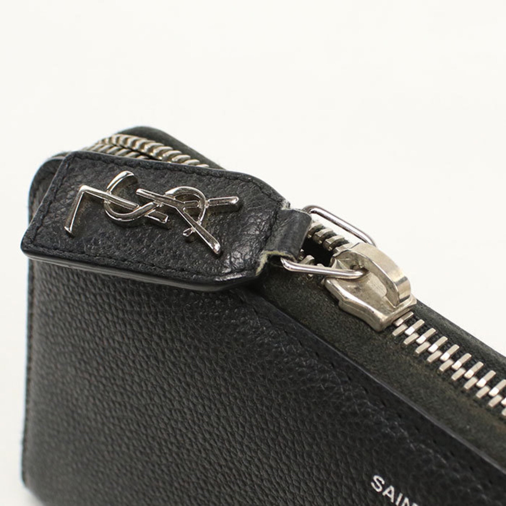 Saint Laurent Black Leather Long Wallet (Bi-Fold) (Pre-Owned)