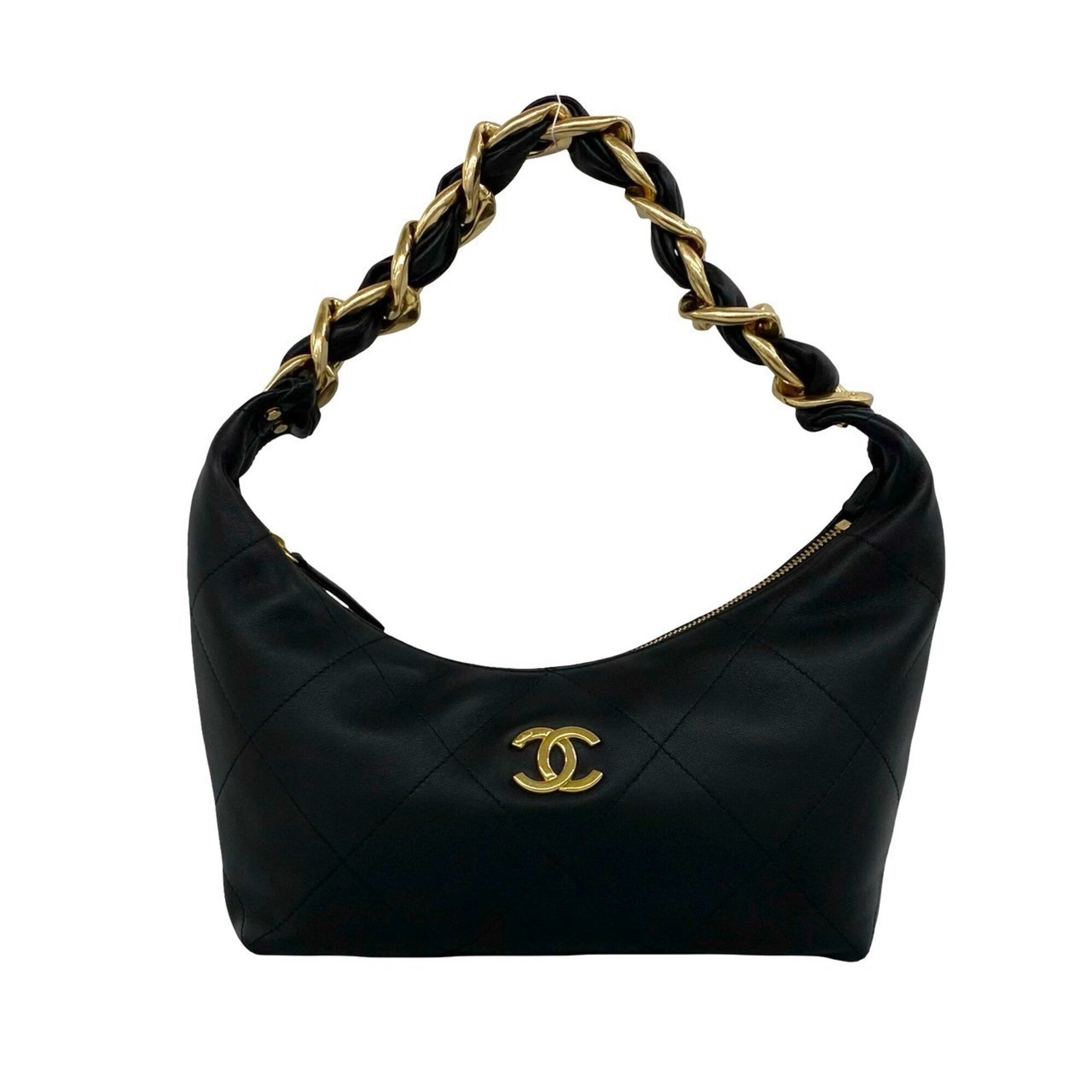 Chanel Black Leather Handbag Shoulder Bag (Pre-Owned)