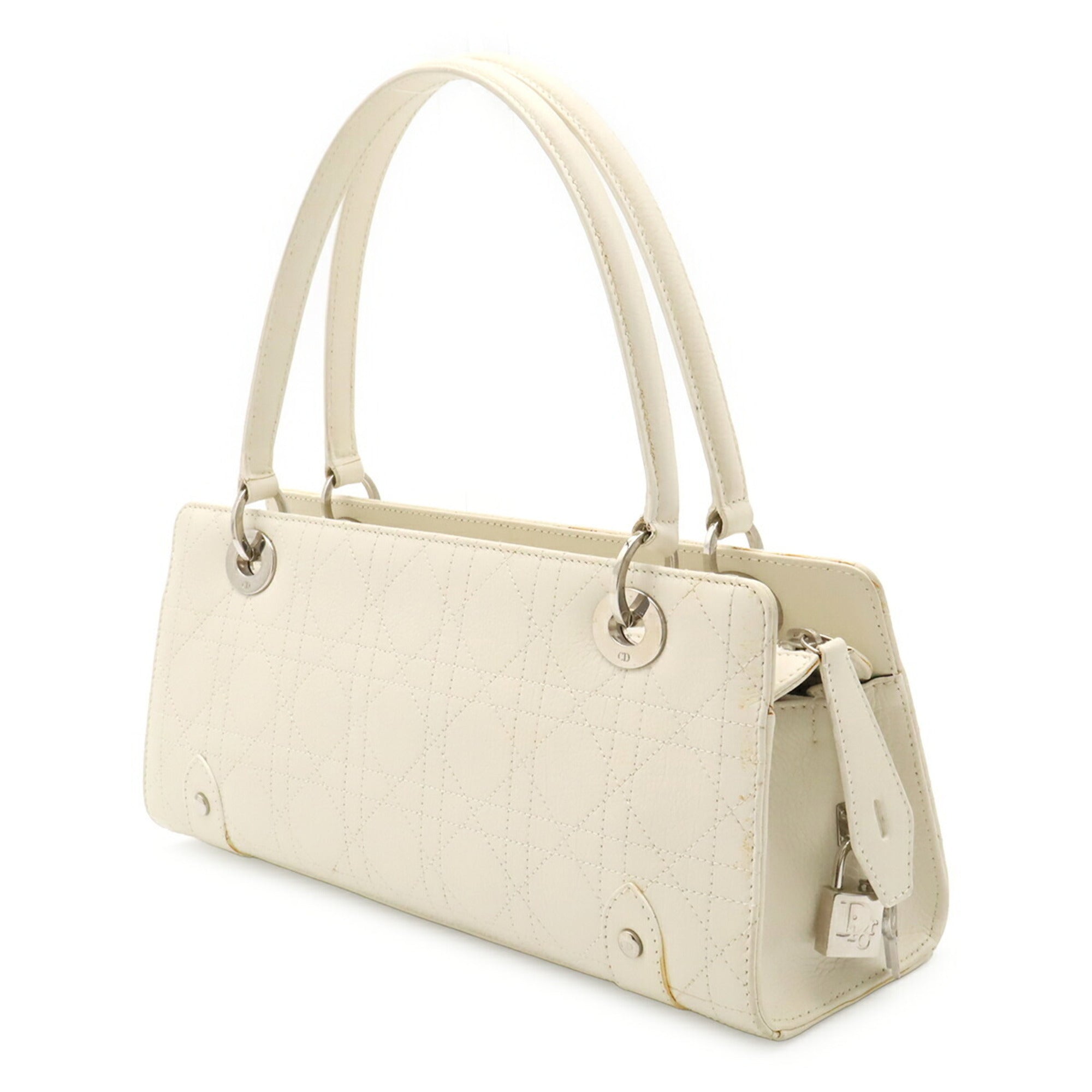 Christian Dior Ivory Leather Handbag Shoulder Bag (Pre-Owned)