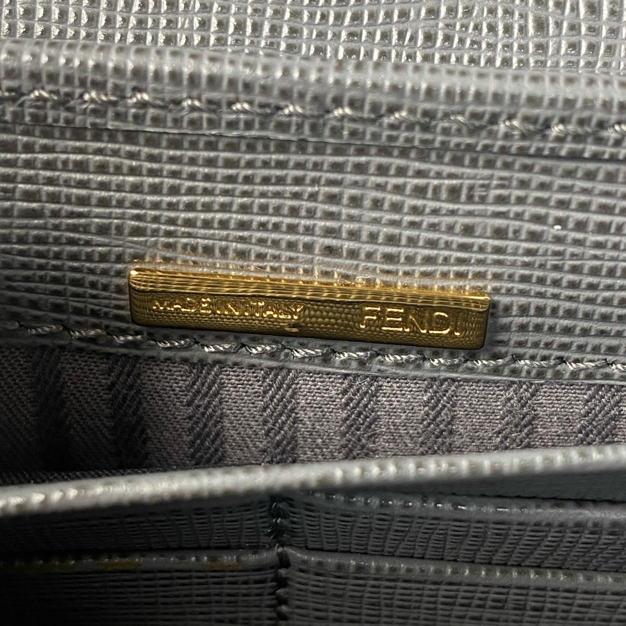 Fendi Gray Leather Long Wallet (Bi-Fold) (Pre-Owned)