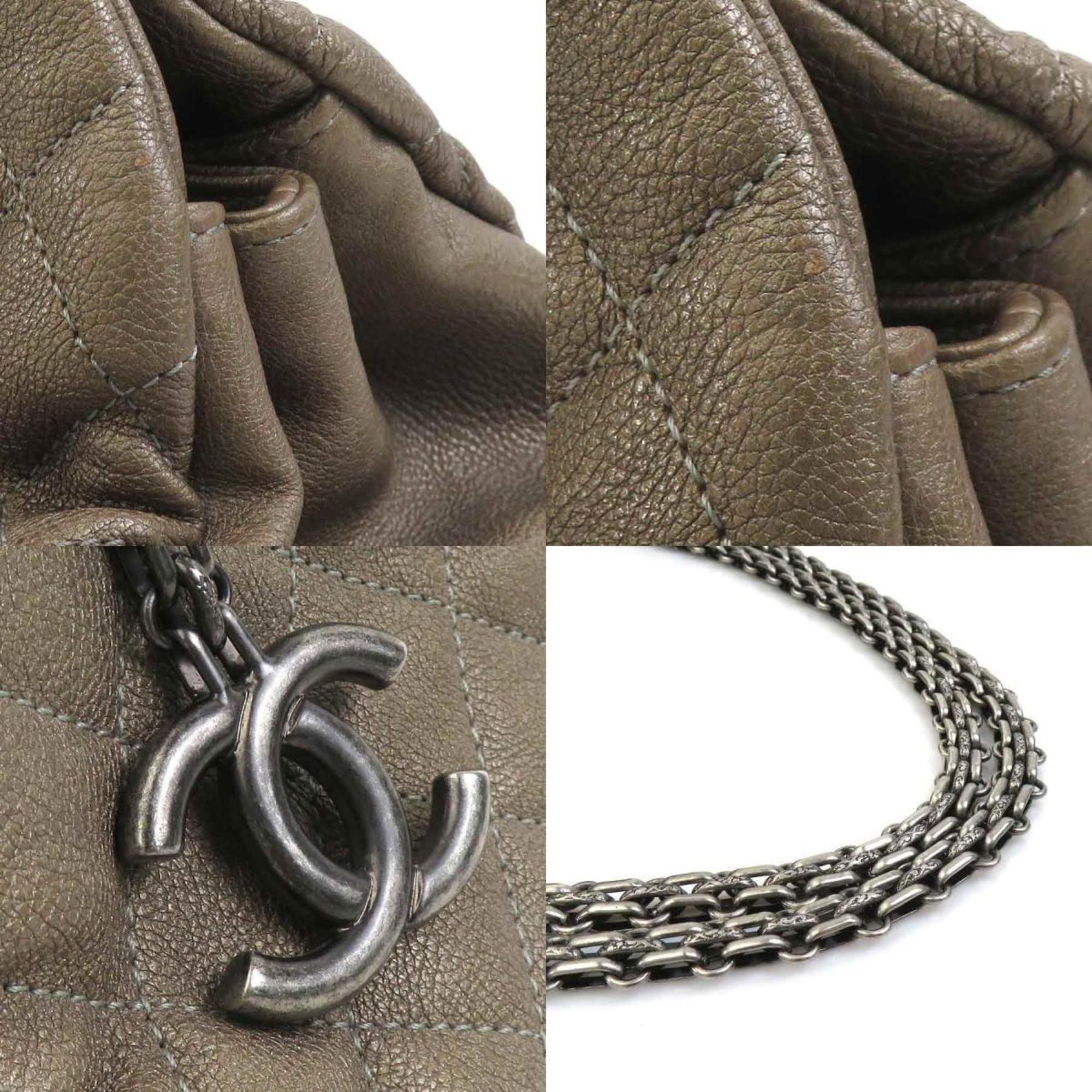 Chanel Khaki Brown Leather Handbag (Pre-Owned)