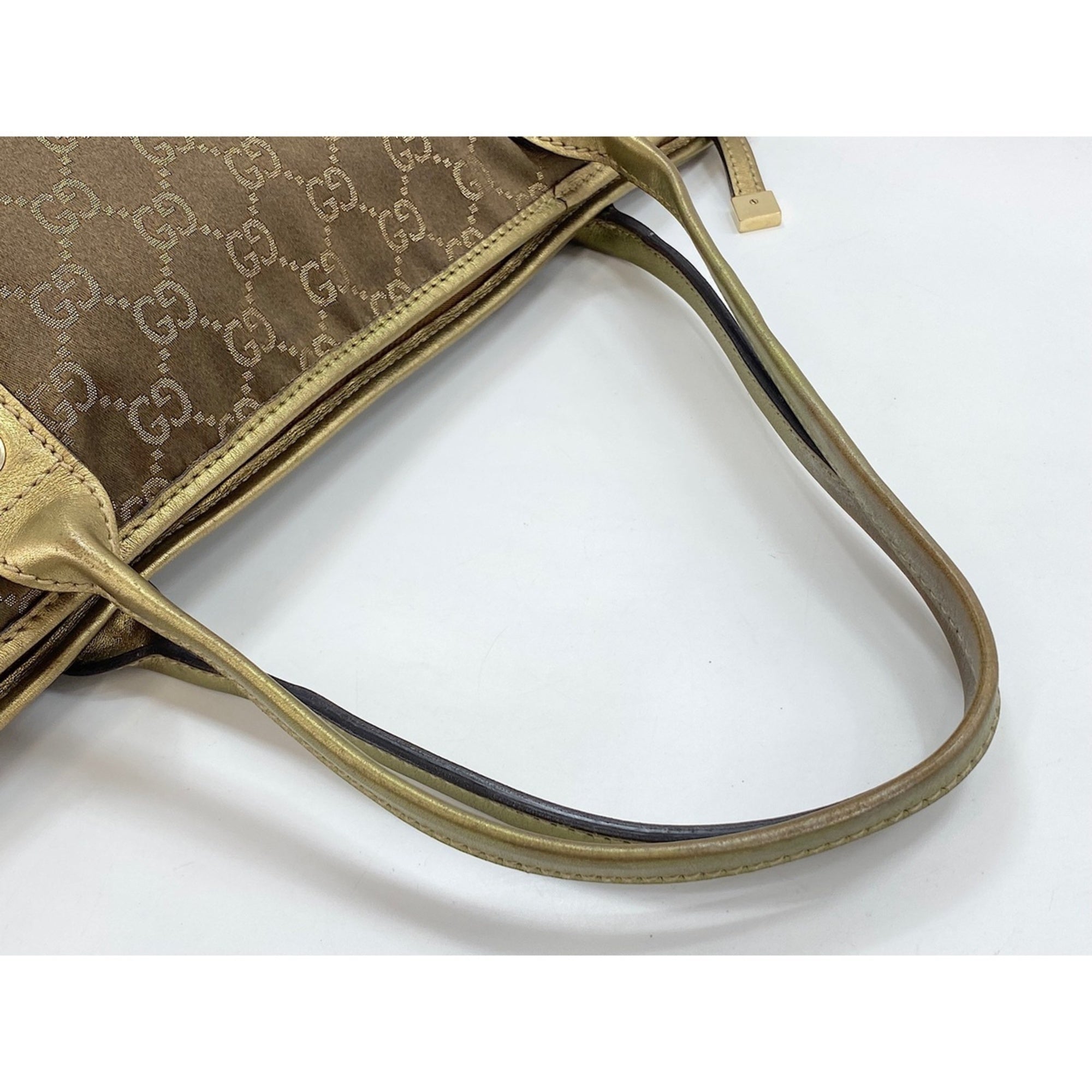 Gucci Brown Gold Nylon Tote Bag (Pre-Owned)