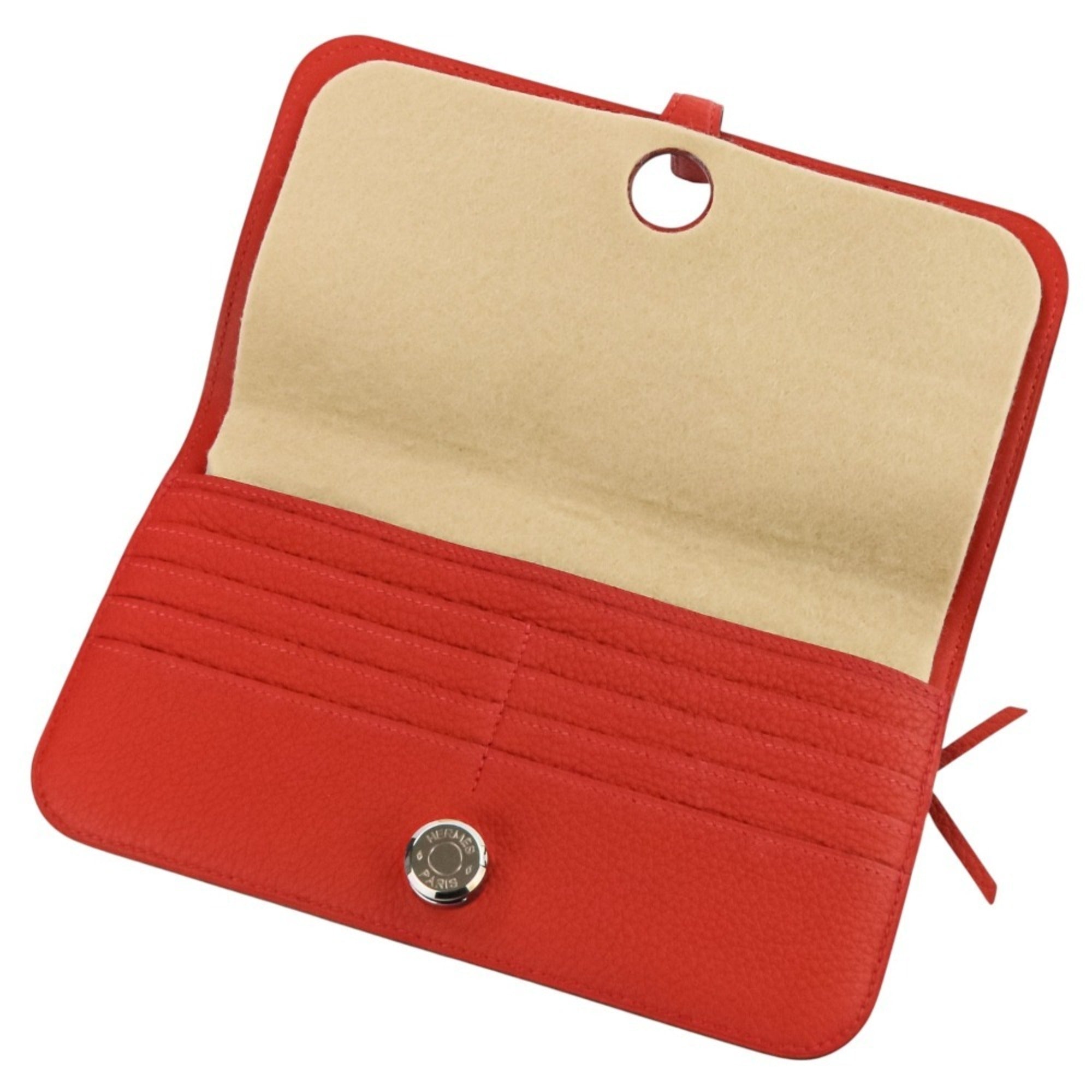 Hermes Red Color Long Wallet (Bi-Fold) (Pre-Owned)
