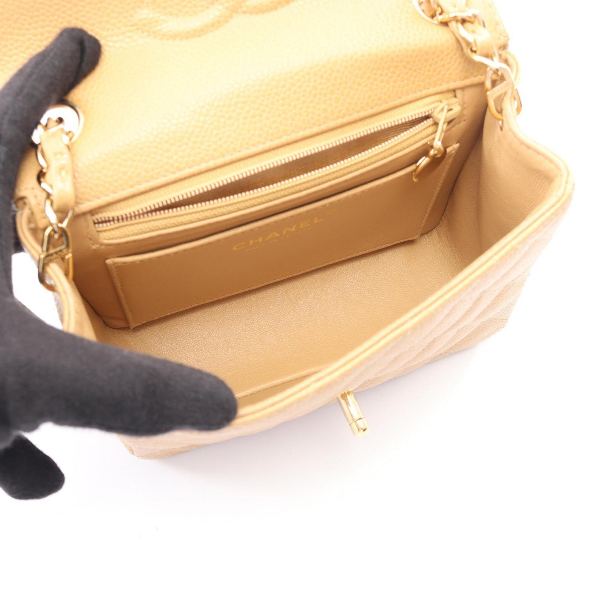 Chanel Beige Grained Calfskin Handbag Shoulder Bag (Pre-Owned)