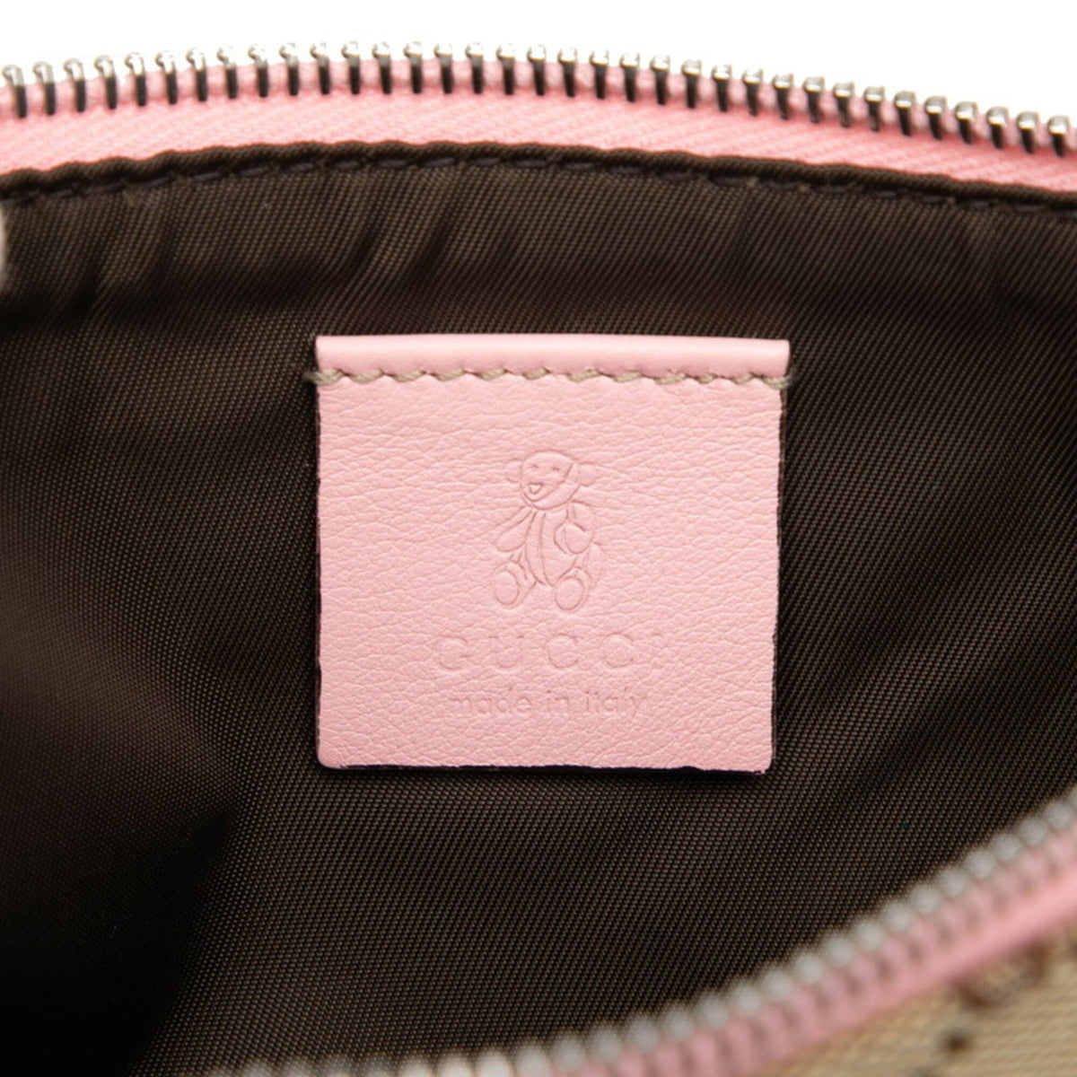 Gucci Beige Pink Canvas Leather Pvc Pouch (Pre-Owned)