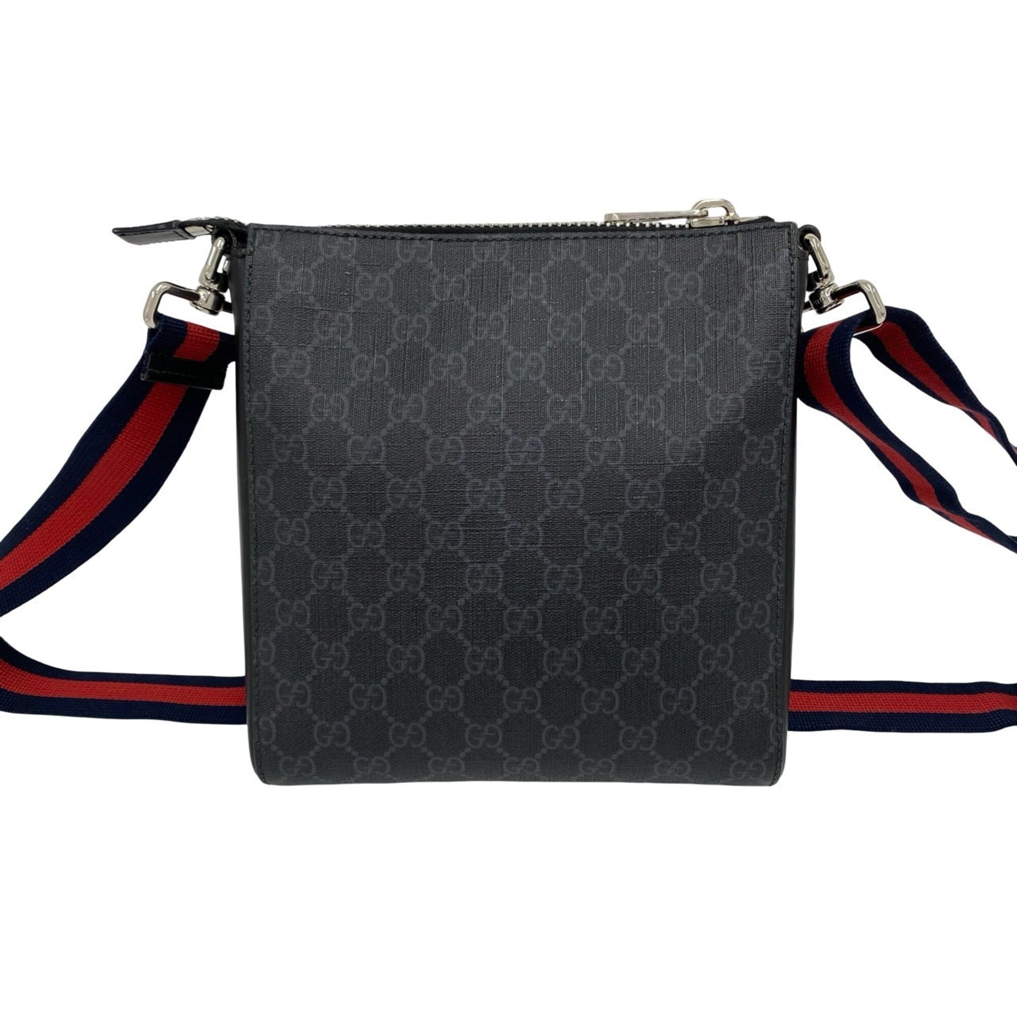 Gucci Black Navy Red Color Leather Elastane Shoulder Bag (Pre-Owned)