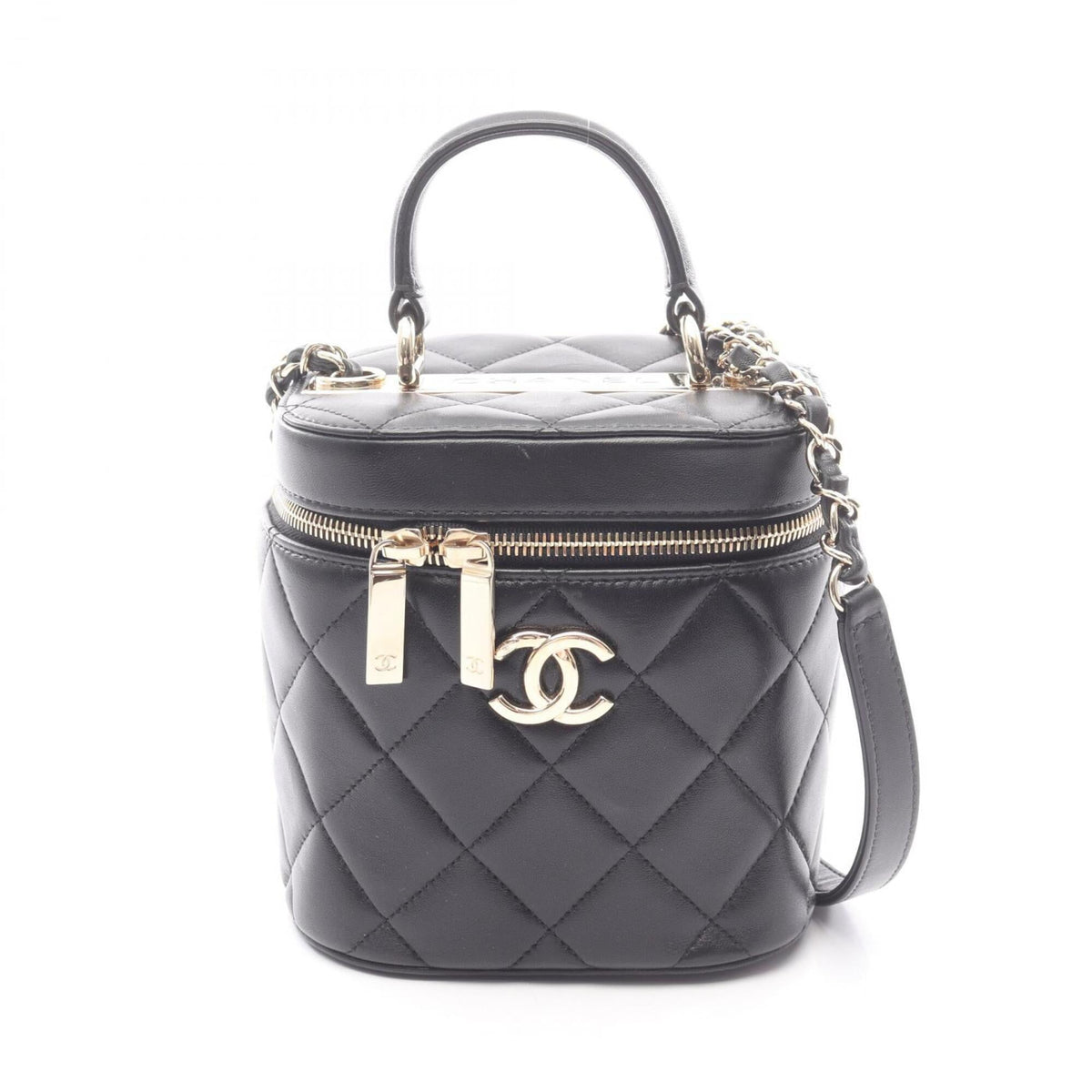 Chanel Black Leather Handbag Shoulder Bag (Pre-Owned)