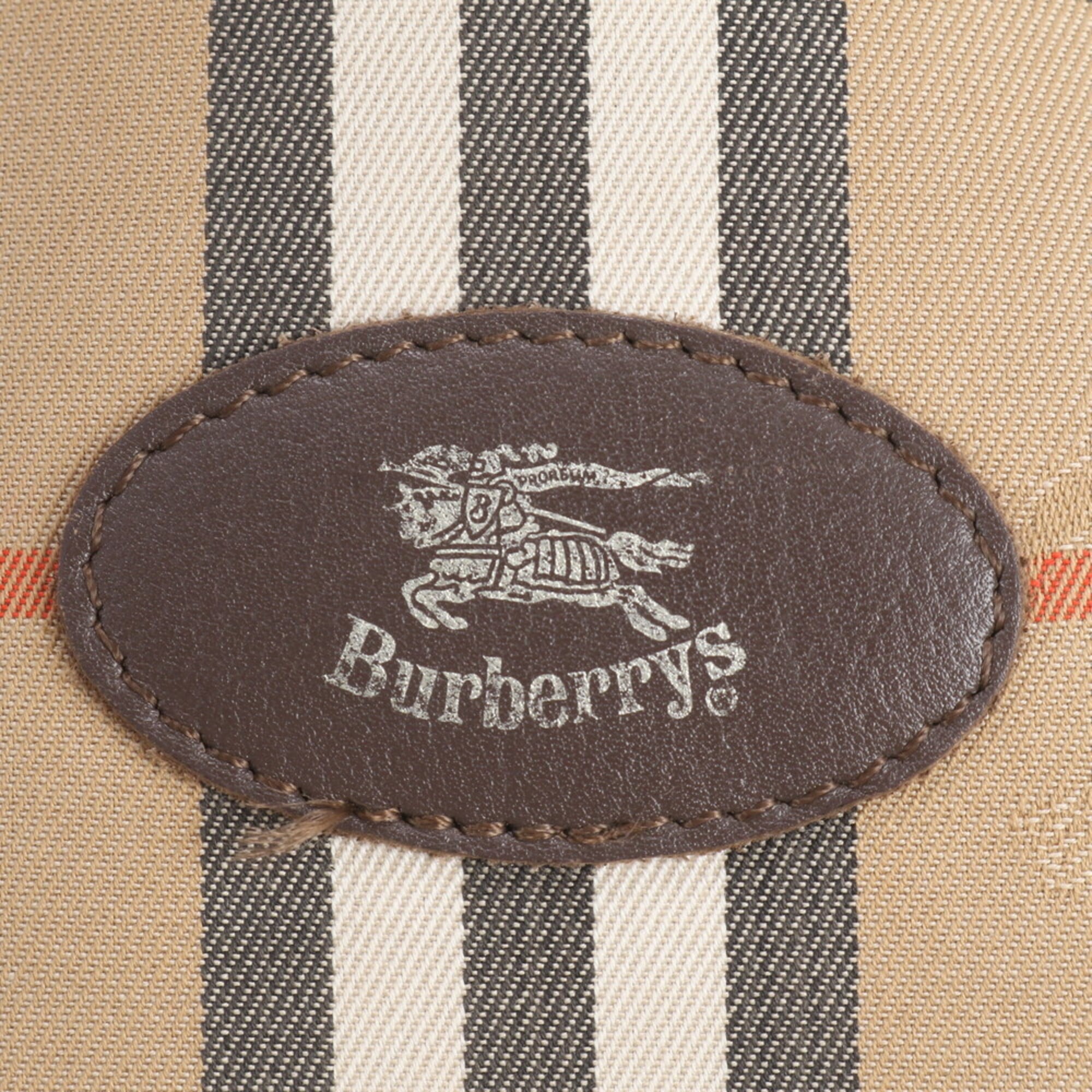 Burberry Brown Leather Canvas Shoulder Bag Tote Bag (Pre-Owned)