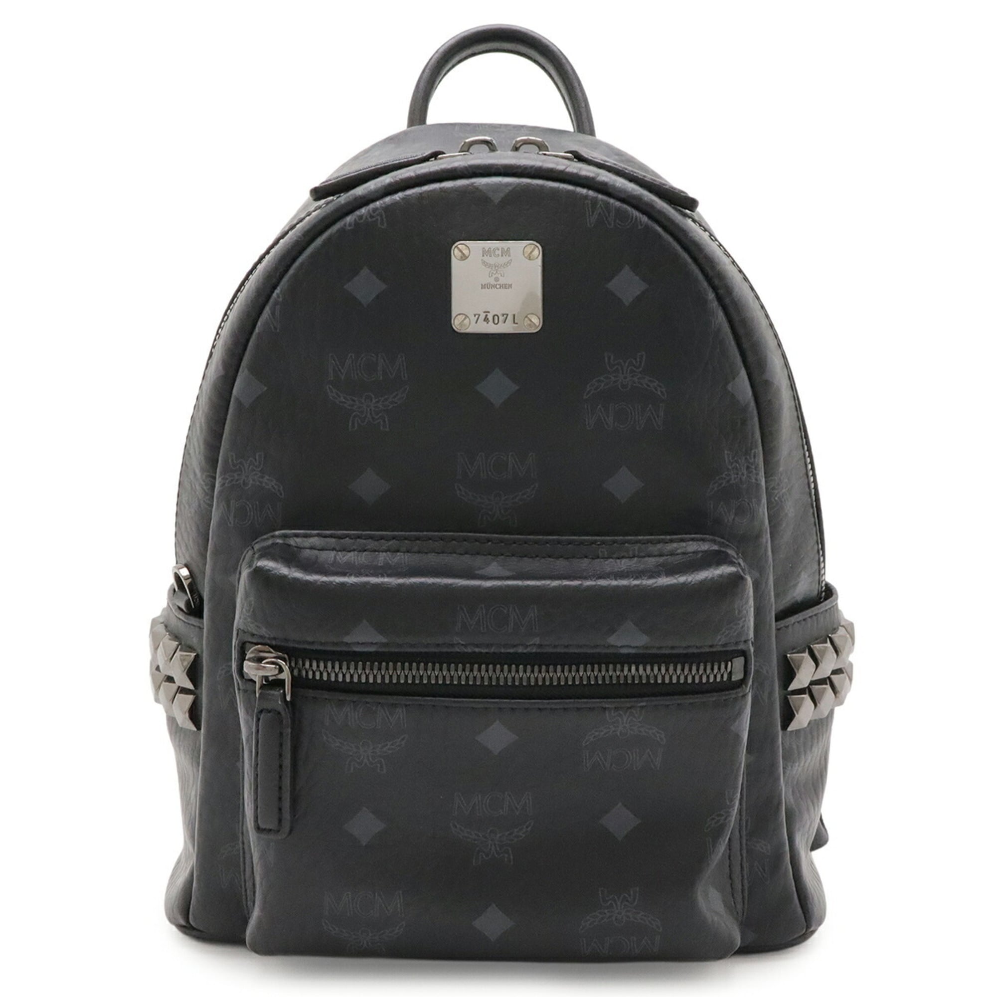 Mcm Visetos Black Coated Canvas Pvc Leather Backpack (Pre-Owned)