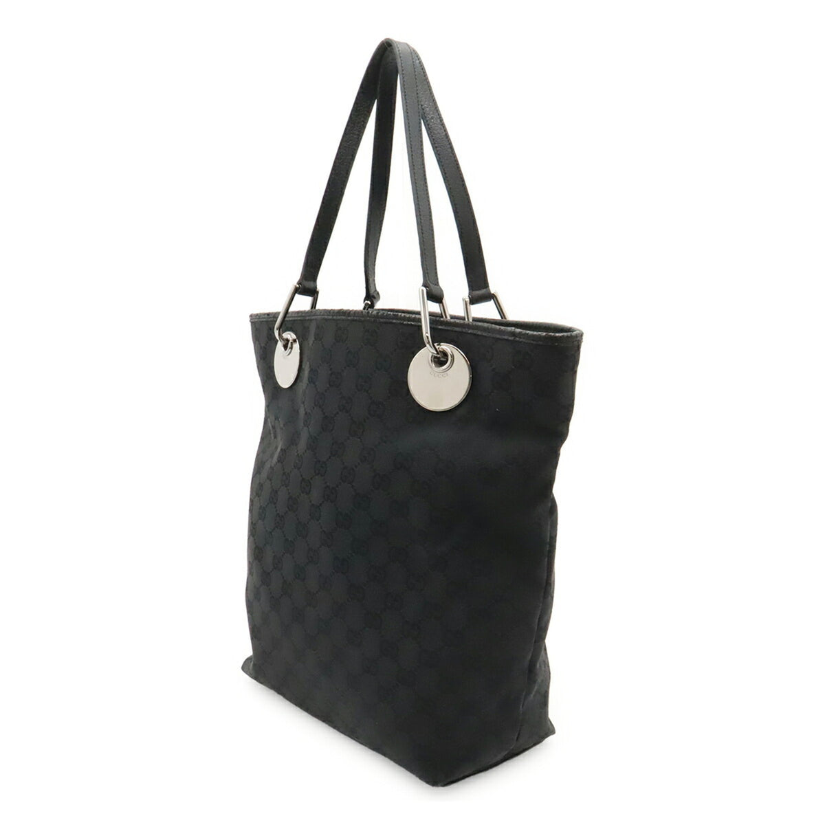 Gucci Black Canvas Leather Shoulder Bag Tote Bag (Pre-Owned)