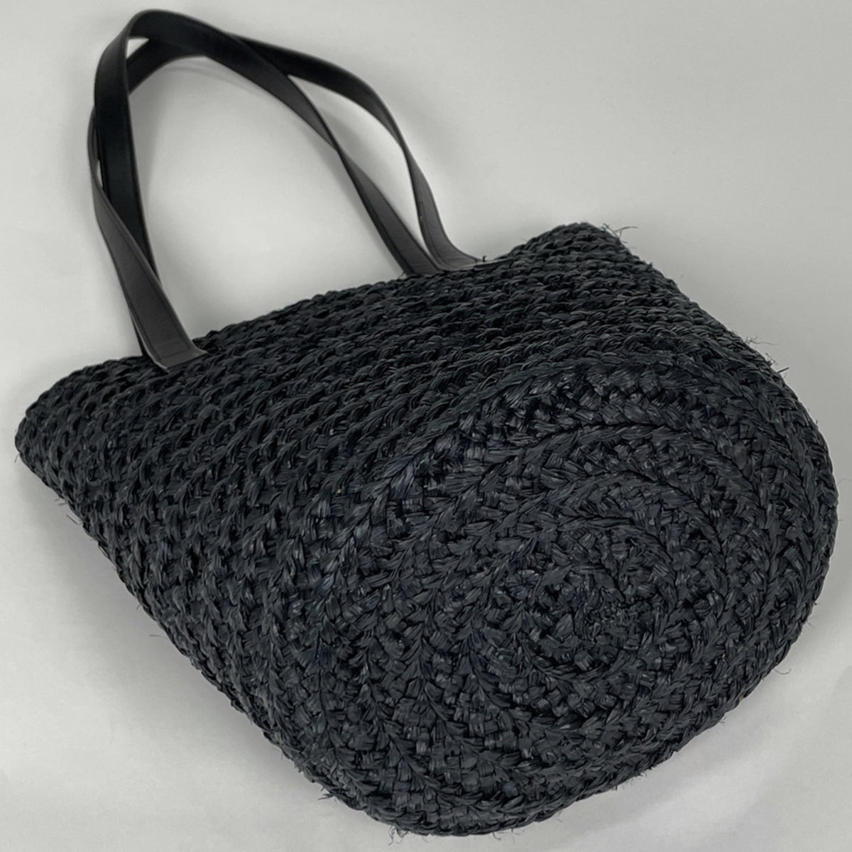 Saint Laurent Black Raffia Leather Tote Bag (Pre-Owned)