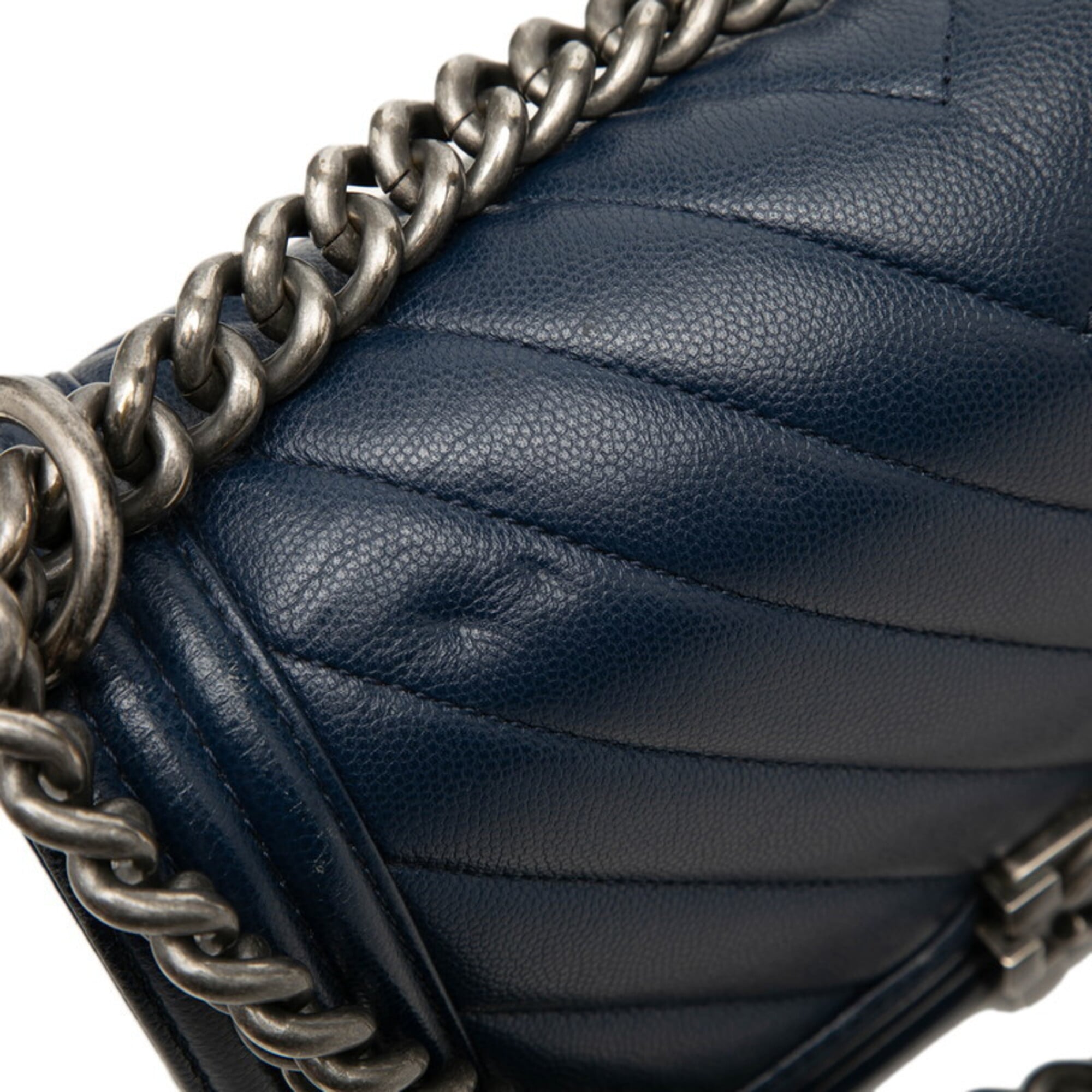 Chanel Navy Grained Calfskin Shoulder Bag (Pre-Owned)
