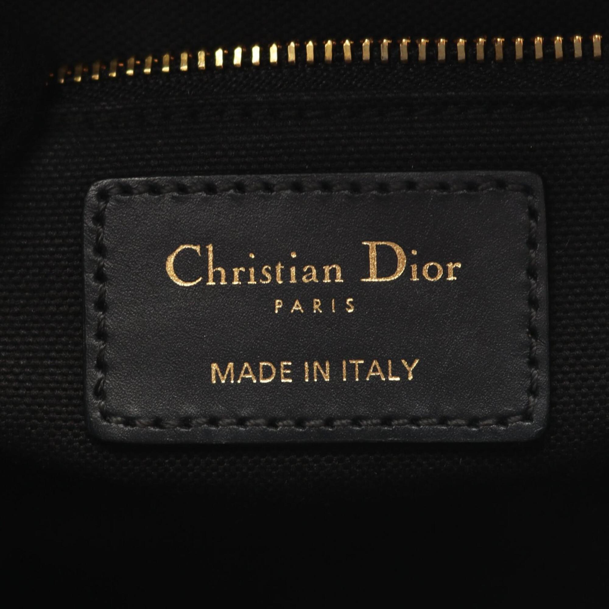 Christian Dior Beige Black Navy Canvas Leather Handbag Shoulder Bag (Pre-Owned)