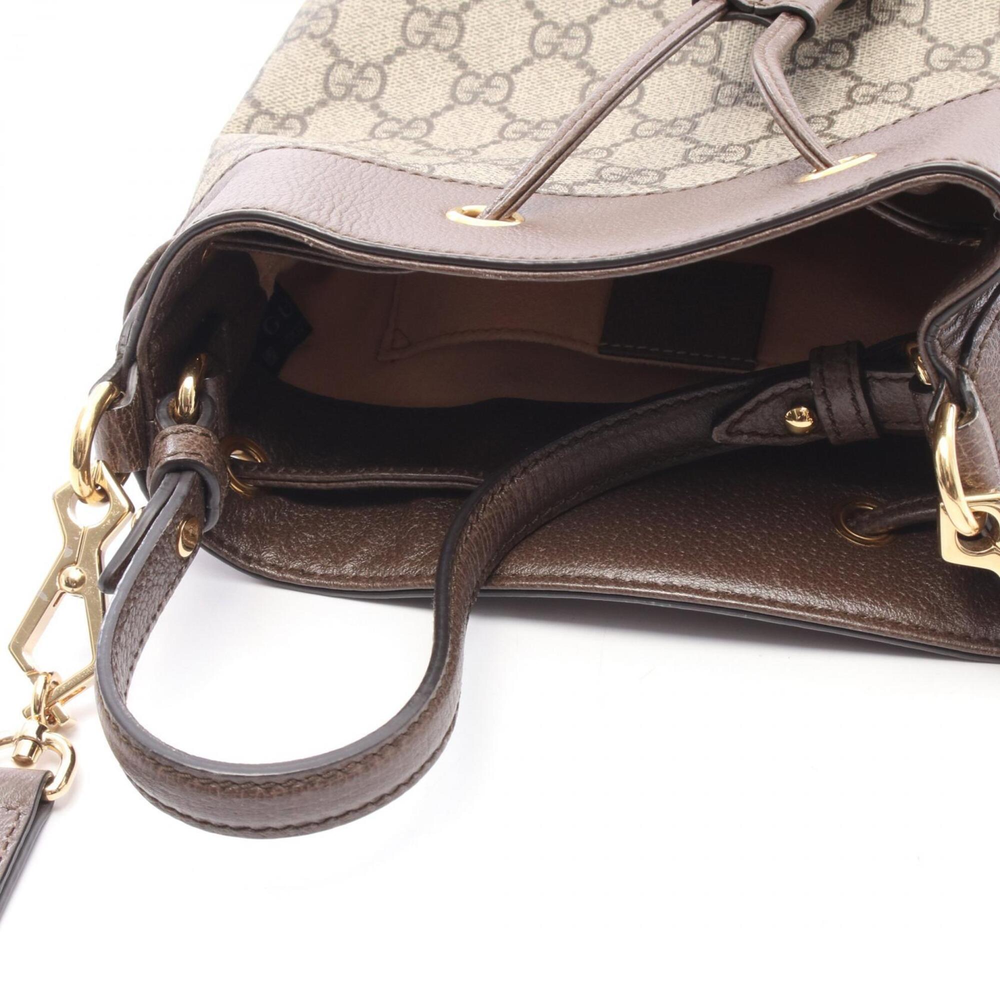 Gucci Beige Brown Pvc Coated Canvas Leather Handbag (Pre-Owned)