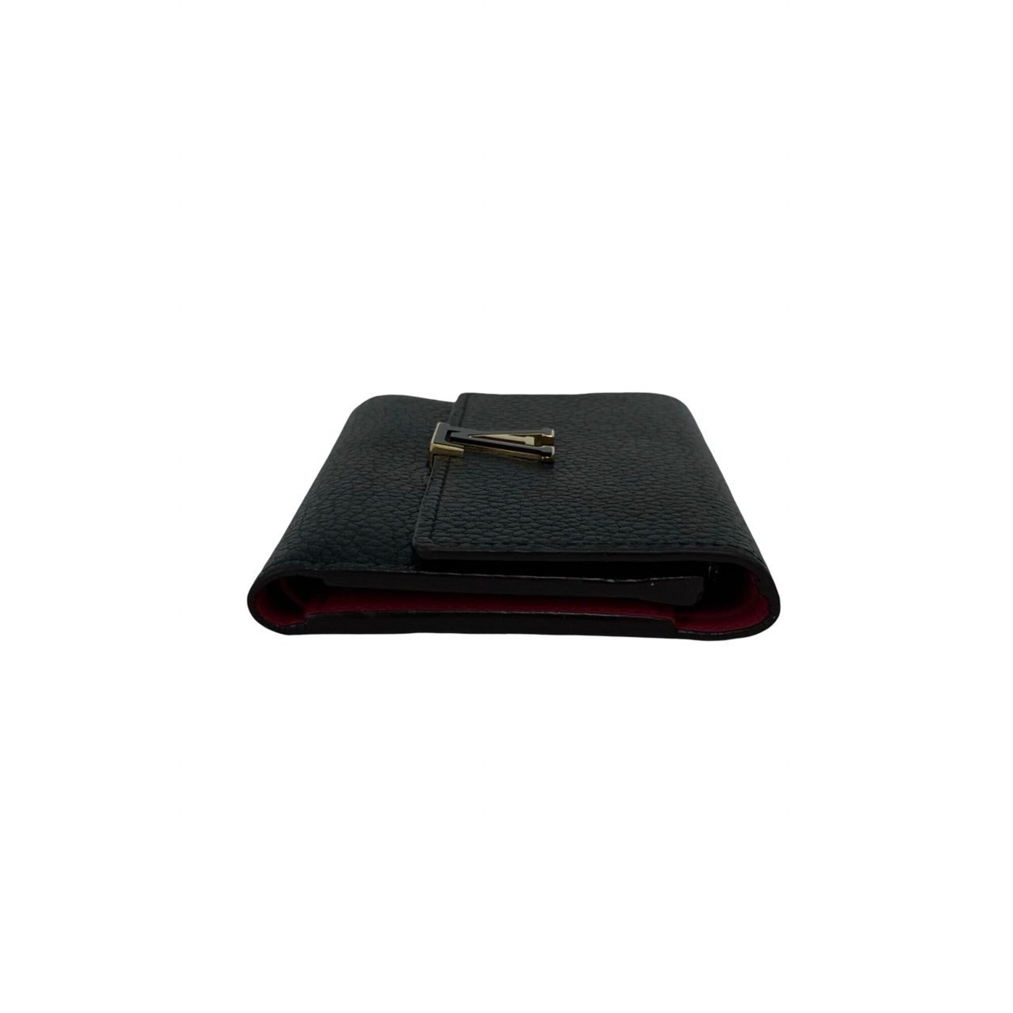 Louis Vuitton Black Leather Wallet (Tri-Fold) (Pre-Owned)