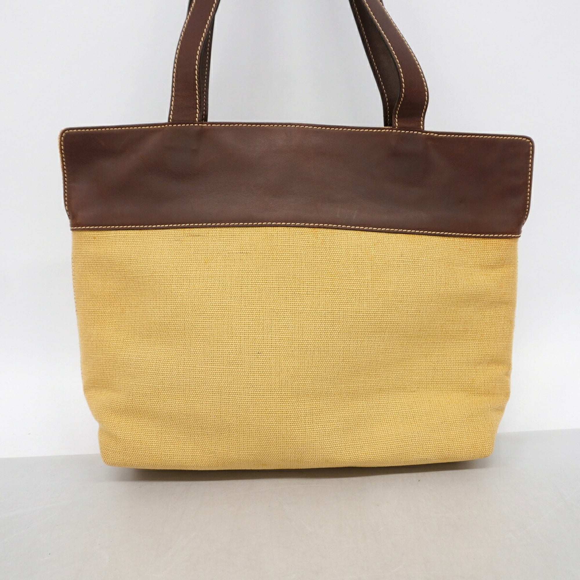 Chanel Beige Brown Canvas Tote Bag (Pre-Owned)