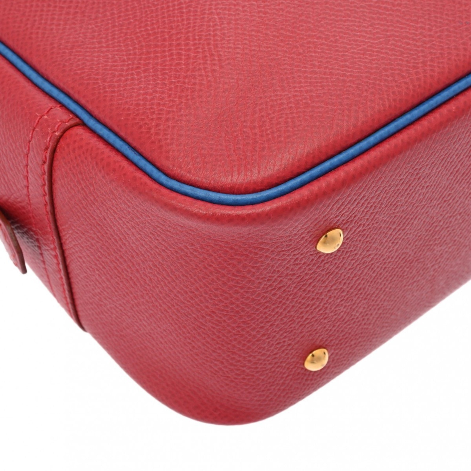 Hermes Blue Red Color Courchevel Leather Handbag (Pre-Owned)