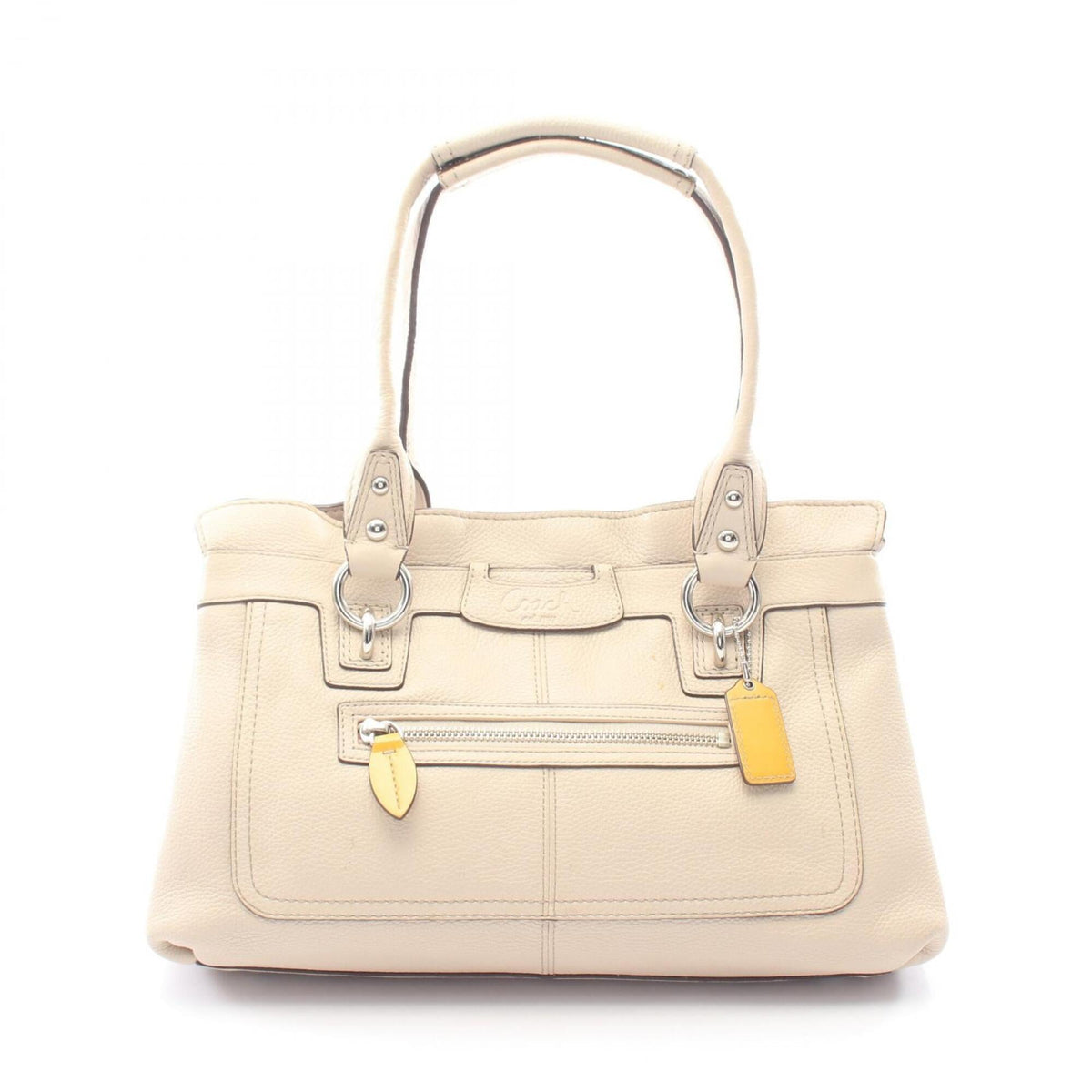 Coach Ivory Yellow Leather Patent Leather Handbag Shoulder Bag (Pre-Owned)