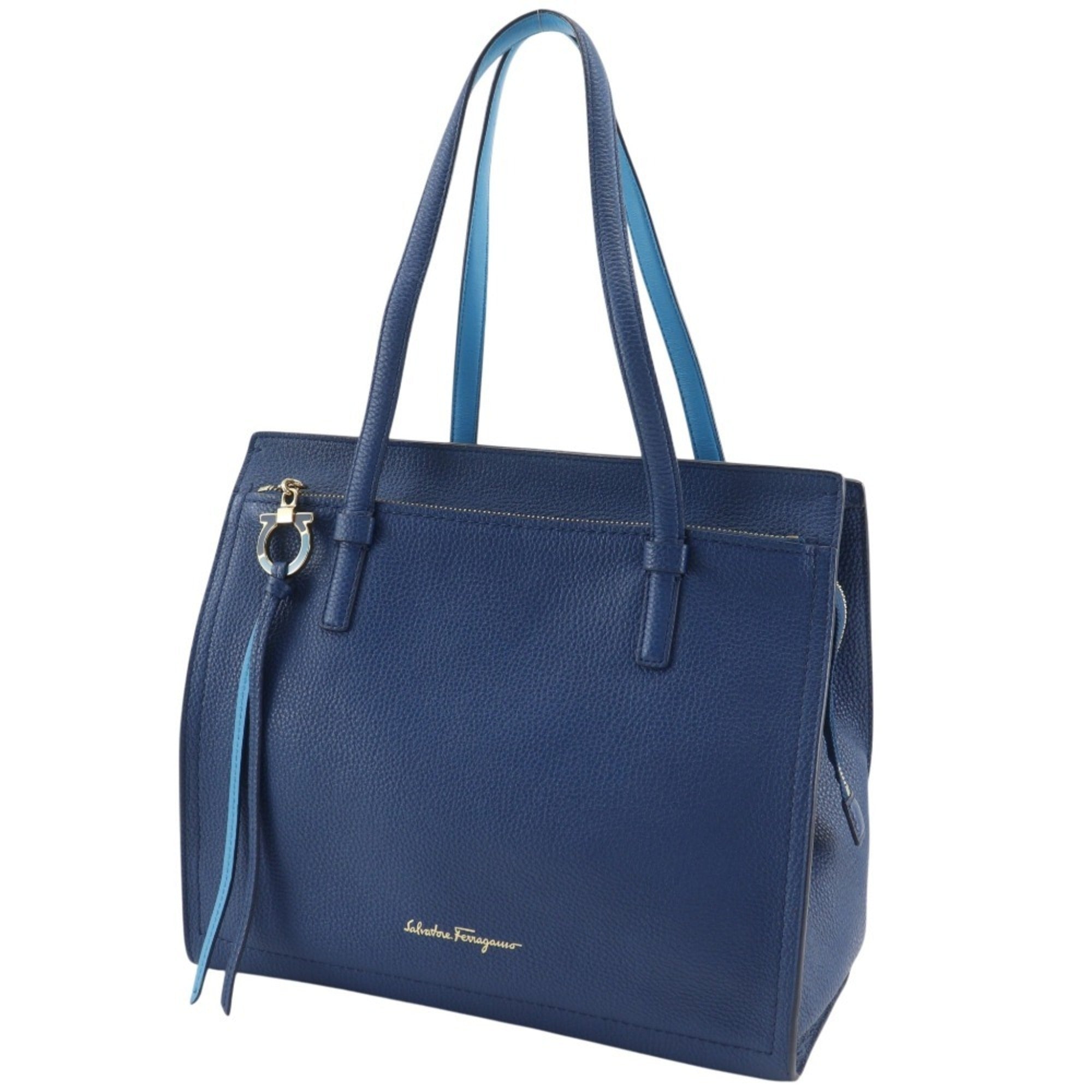 Salvatore Ferragamo Blue Leather Tote Bag (Pre-Owned)