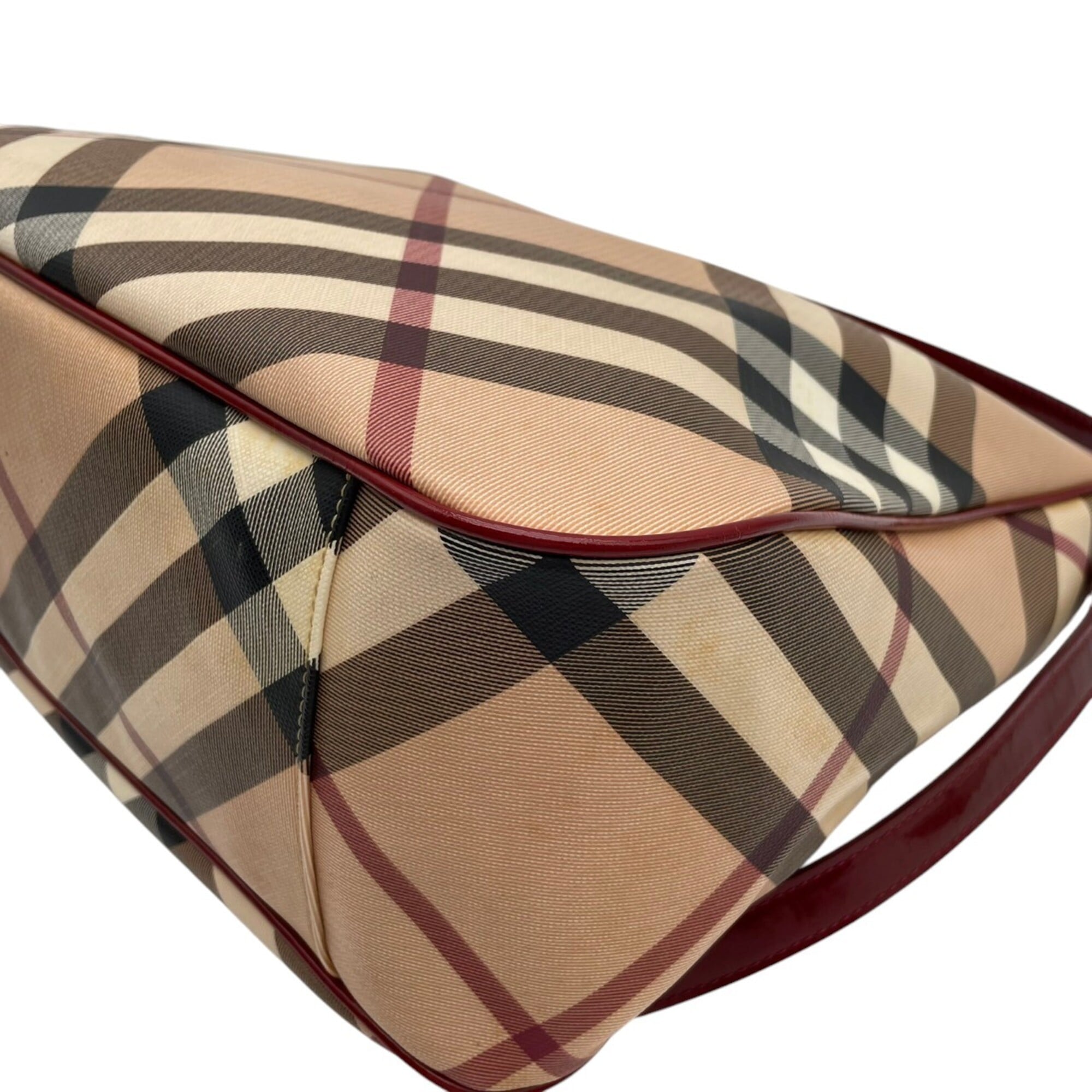Burberry Beige Bordeaux Pvc Leather Shoulder Bag (Pre-Owned)