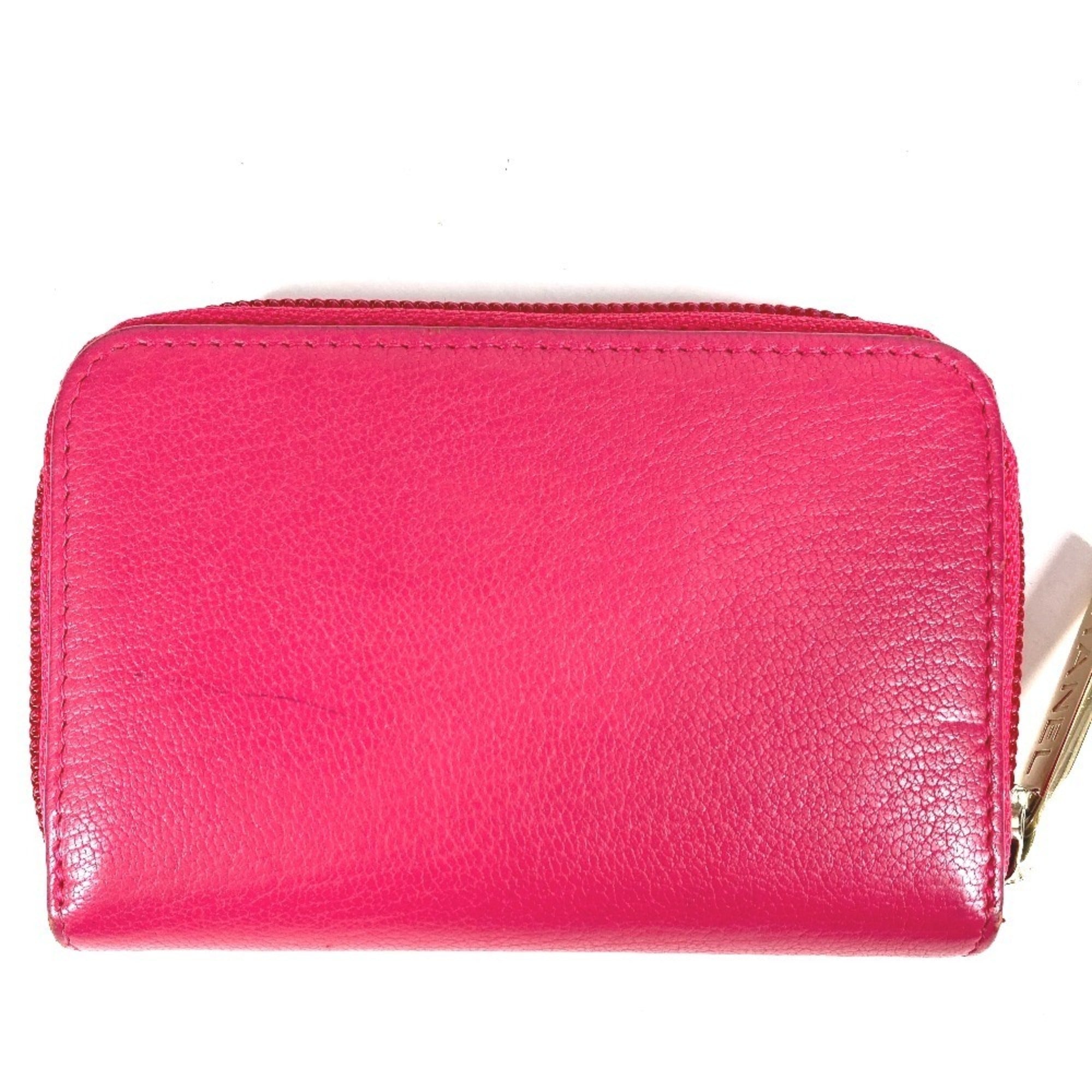 Chanel Pink Leather Coin Purse/Coin Case (Pre-Owned)