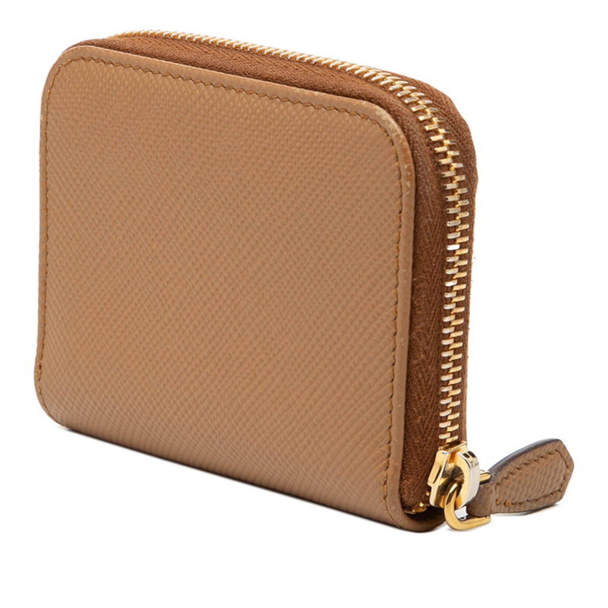 Prada Brown Leather Coin Purse/Coin Case (Pre-Owned)