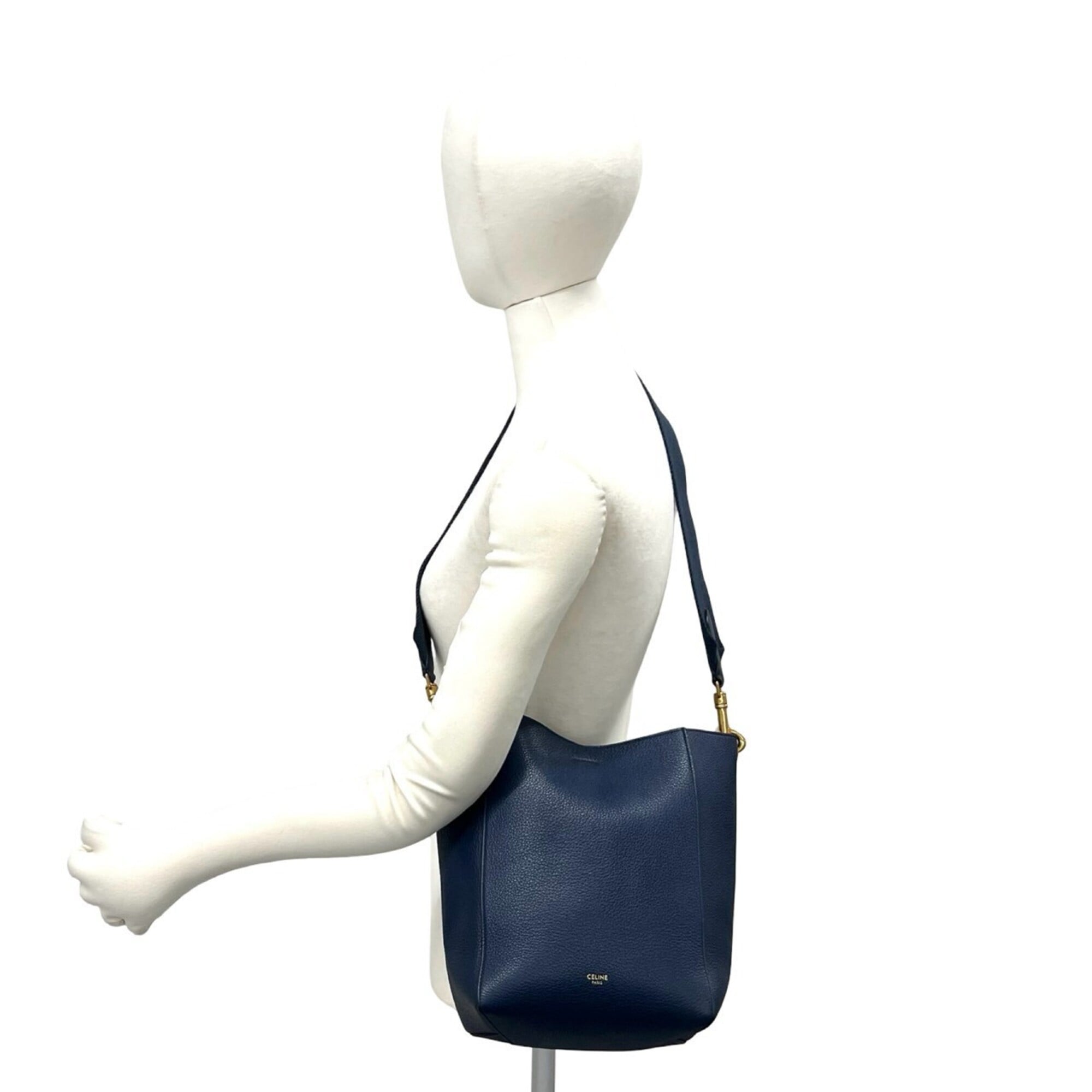 Celine Navy Leather Crossbody Bag Shoulder Bag (Pre-Owned)