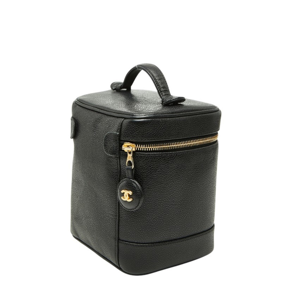 Chanel Black Grained Calfskin Handbag Vanity Bag (Pre-Owned)
