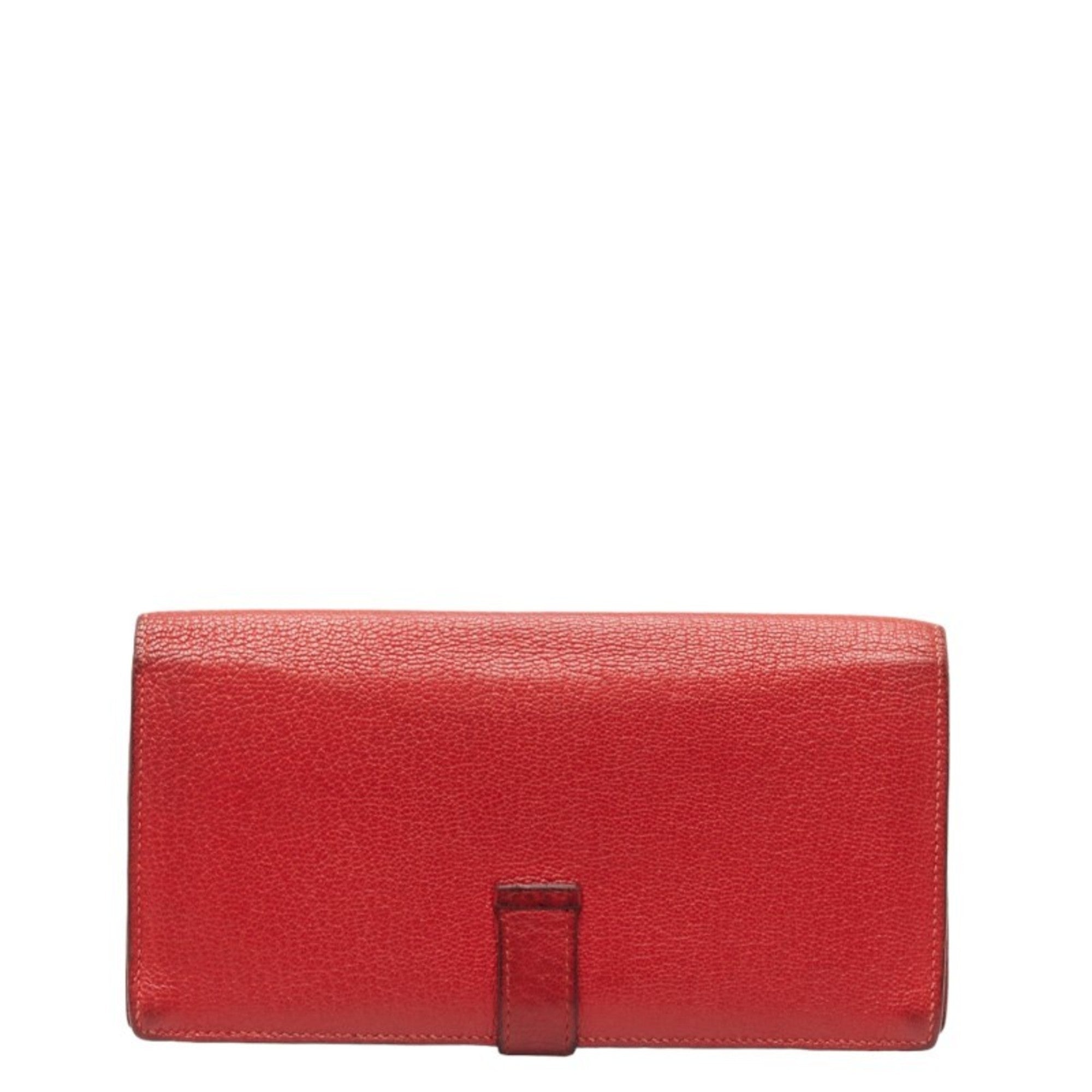 Hermes Red Color Leather Wallet (Bi-Fold) (Pre-Owned)