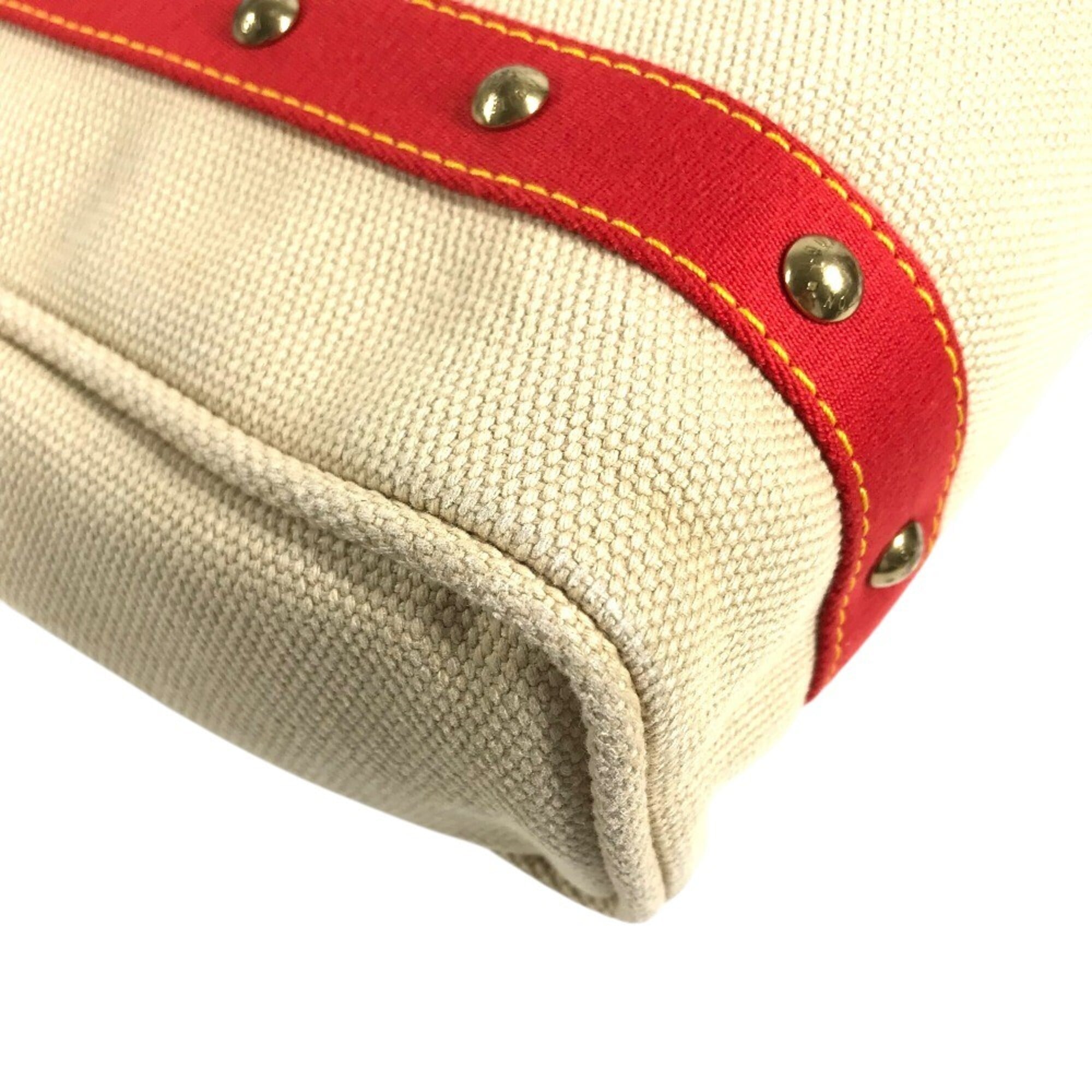 Louis Vuitton Antigua Beige Red Color Canvas Shoulder Bag Tote Bag (Pre-Owned)