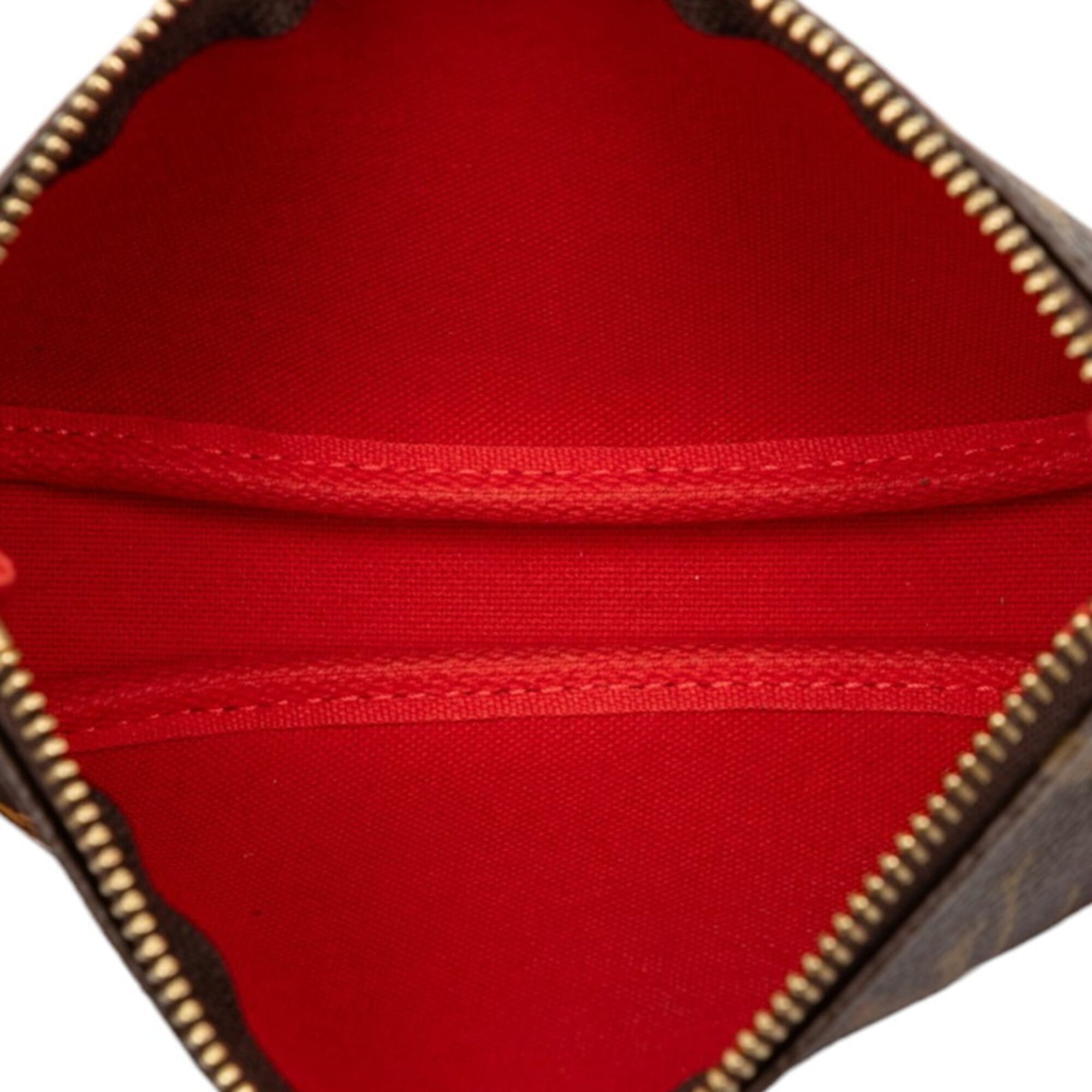 Louis Vuitton Monogram Brown Red Color Pvc Handbag Pouch (Pre-Owned)