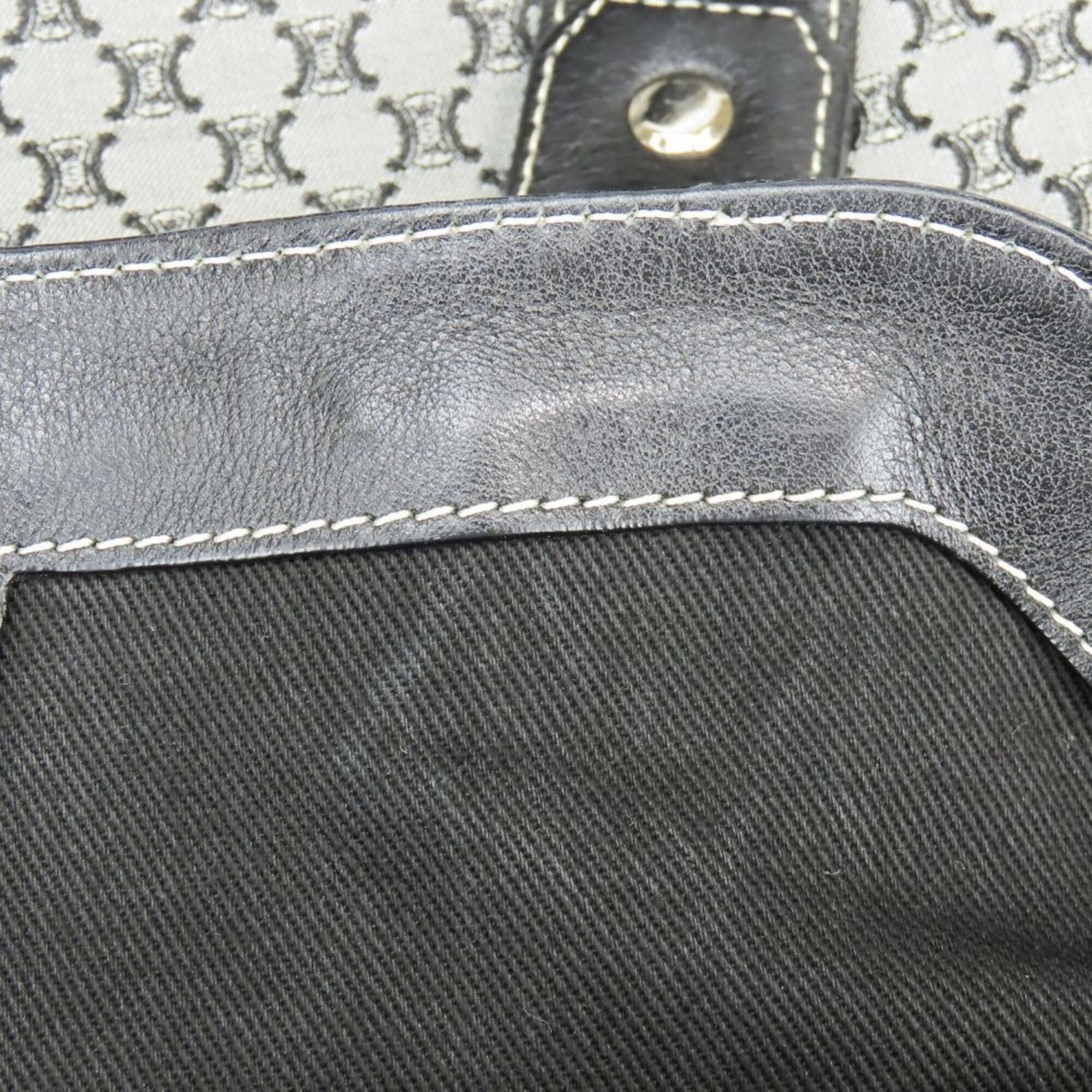 Celine Macadam Black Gray Canvas Leather Tote Bag (Pre-Owned)