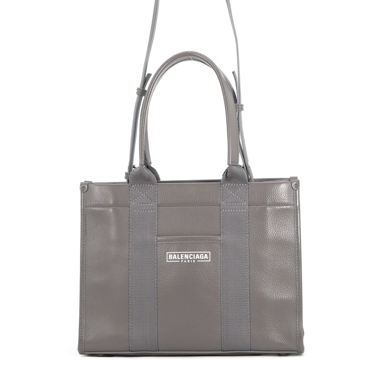 Balenciaga Dark Gray Leather Canvas Handbag Tote Bag (Pre-Owned)