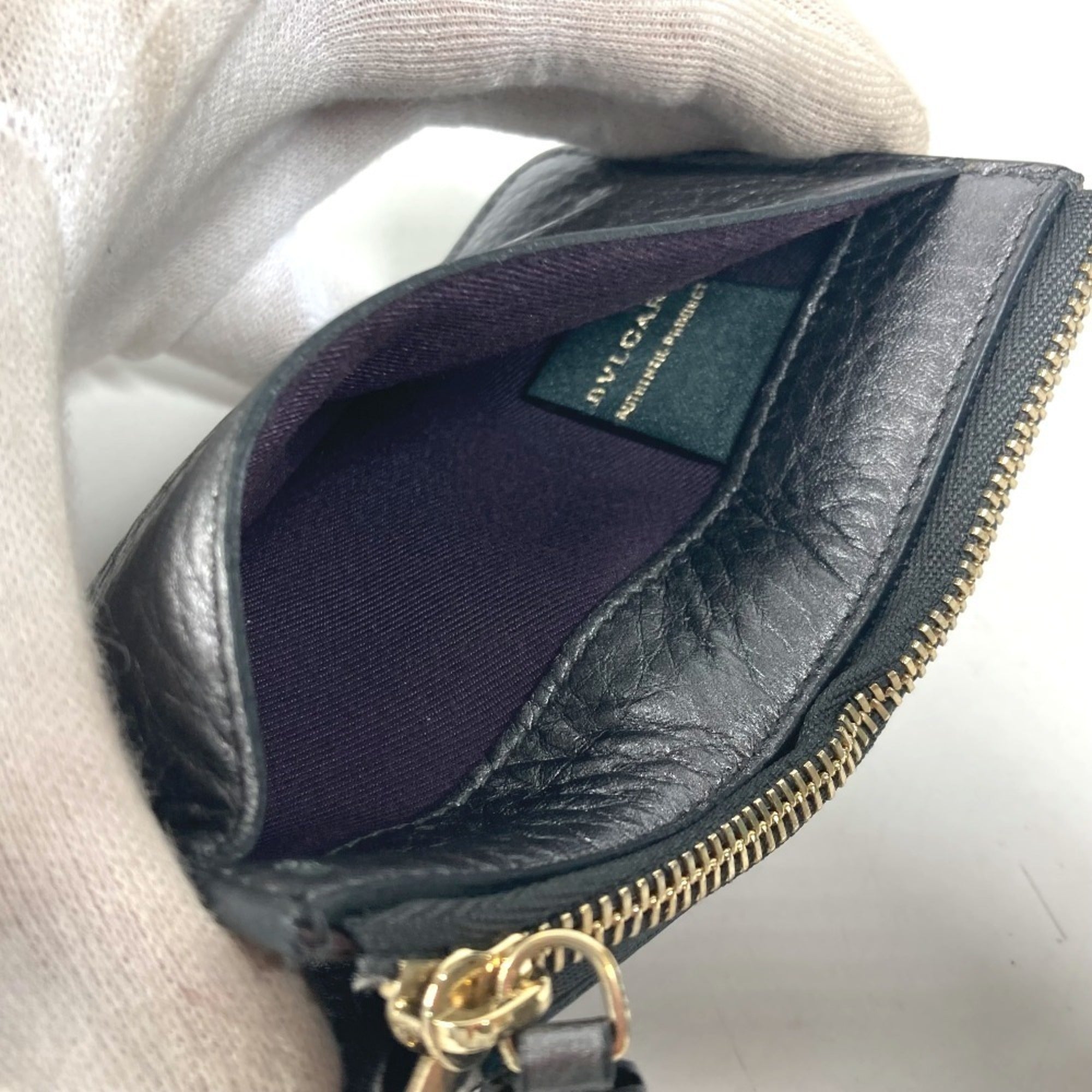 Bvlgari Black Leather Coin Purse/Coin Case (Pre-Owned)