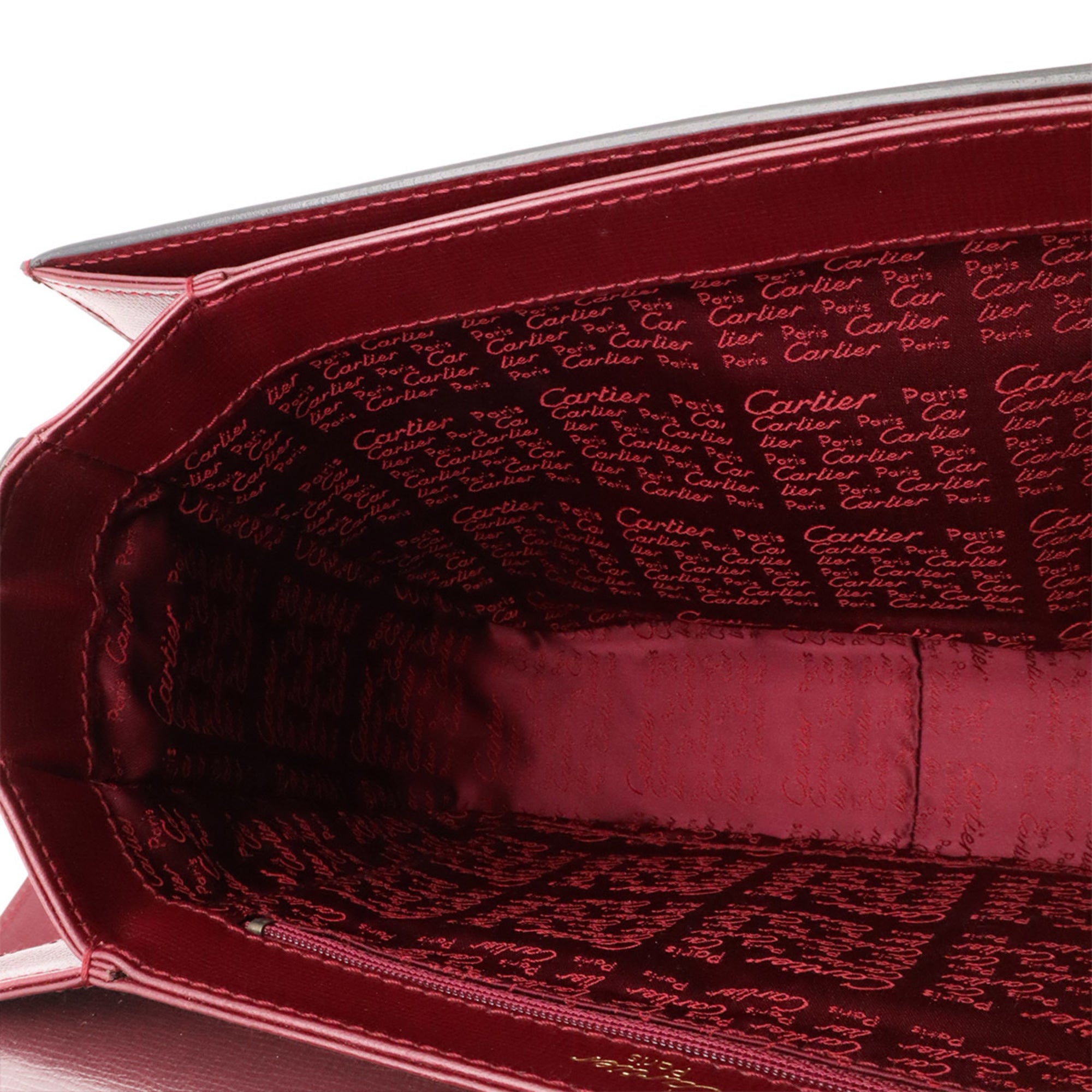 Cartier Bordeaux Red Color Leather Shoulder Bag (Pre-Owned)