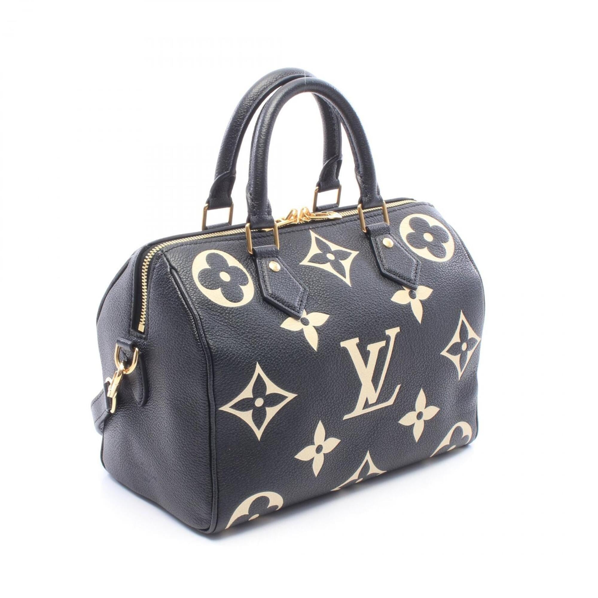 Louis Vuitton Beige Black Coated Canvas Leather Handbag (Pre-Owned)