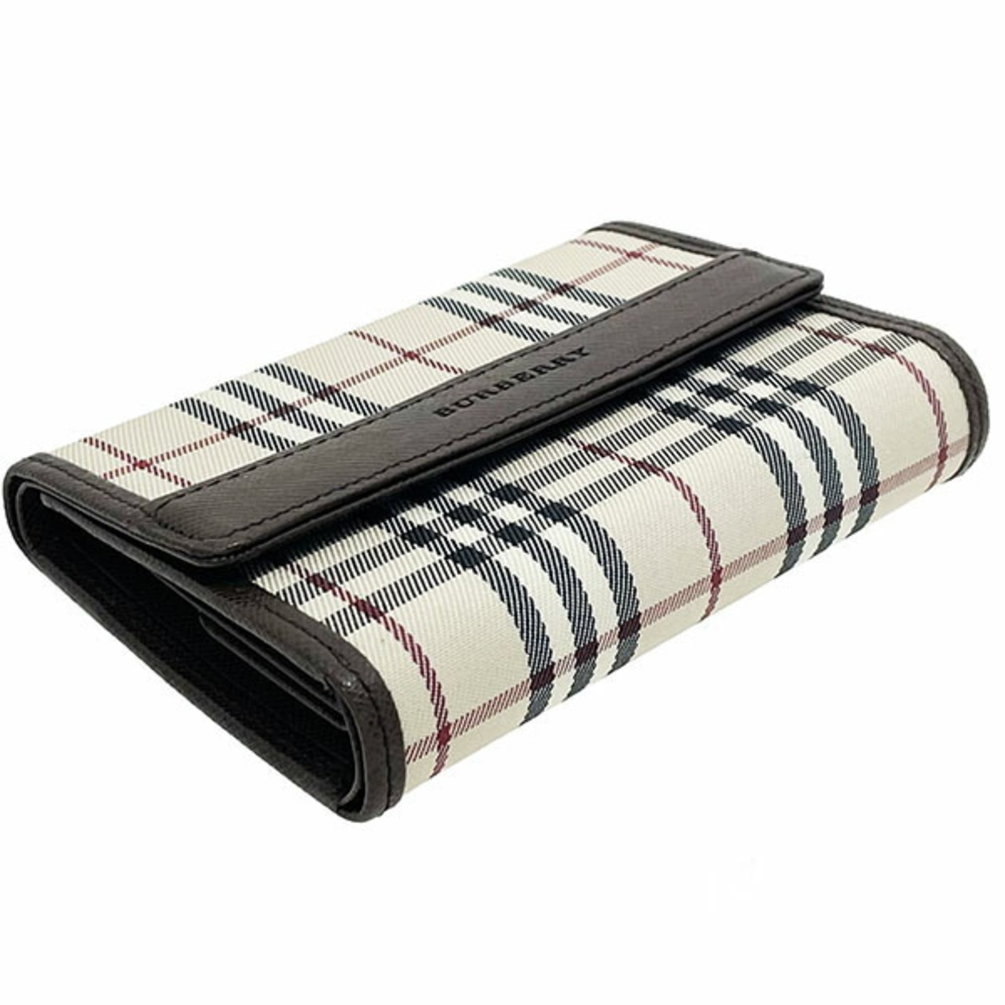 Burberry Light Beige Nylon Leather Wallet (Tri-Fold) (Pre-Owned)