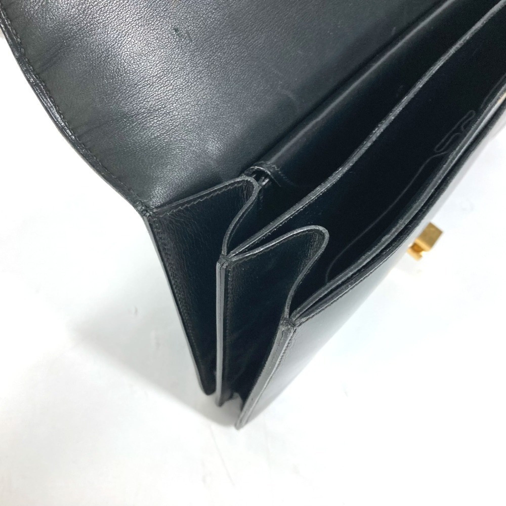 Hermes Black Box Calf Leather Handbag Shoulder Bag (Pre-Owned)