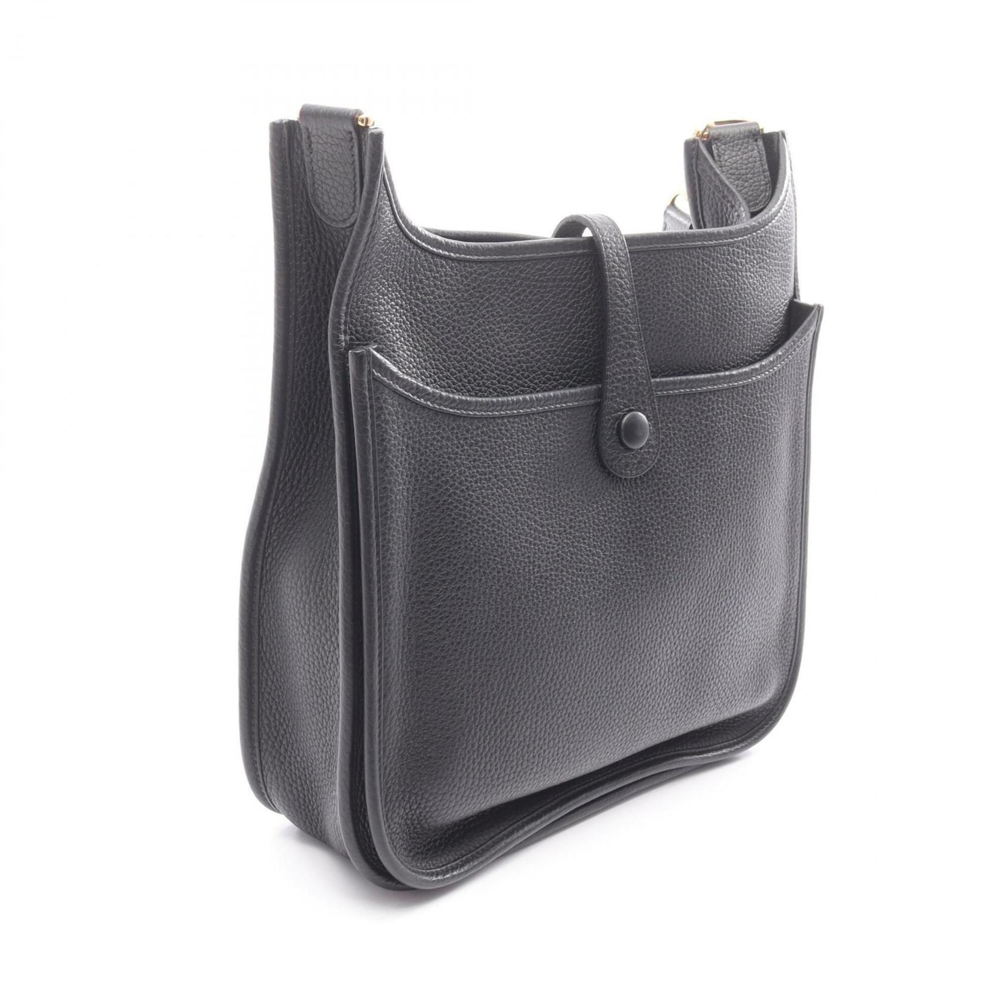 Hermes Black Taurillon Clemence Leather Handbag Shoulder Bag (Pre-Owned)