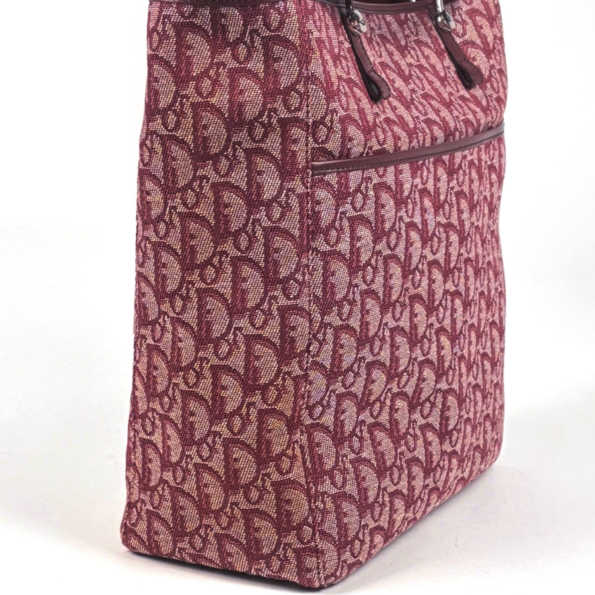 Christian Dior Trotter Bordeaux Canvas Leather Tote Bag (Pre-Owned)