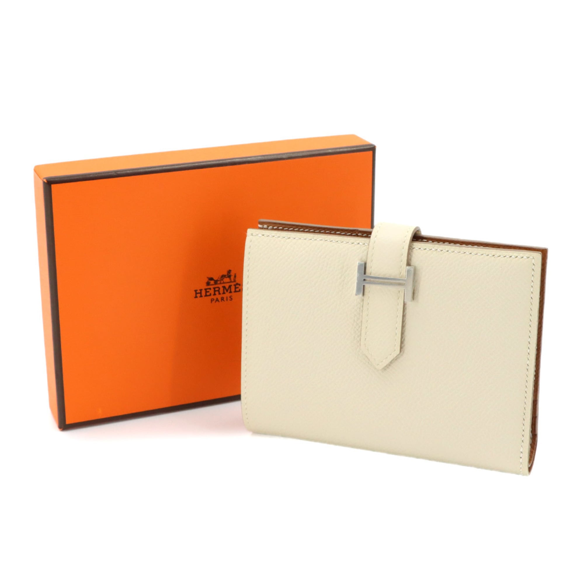 Hermes Brown White Epsom Leather Wallet (Bi-Fold) (Pre-Owned)