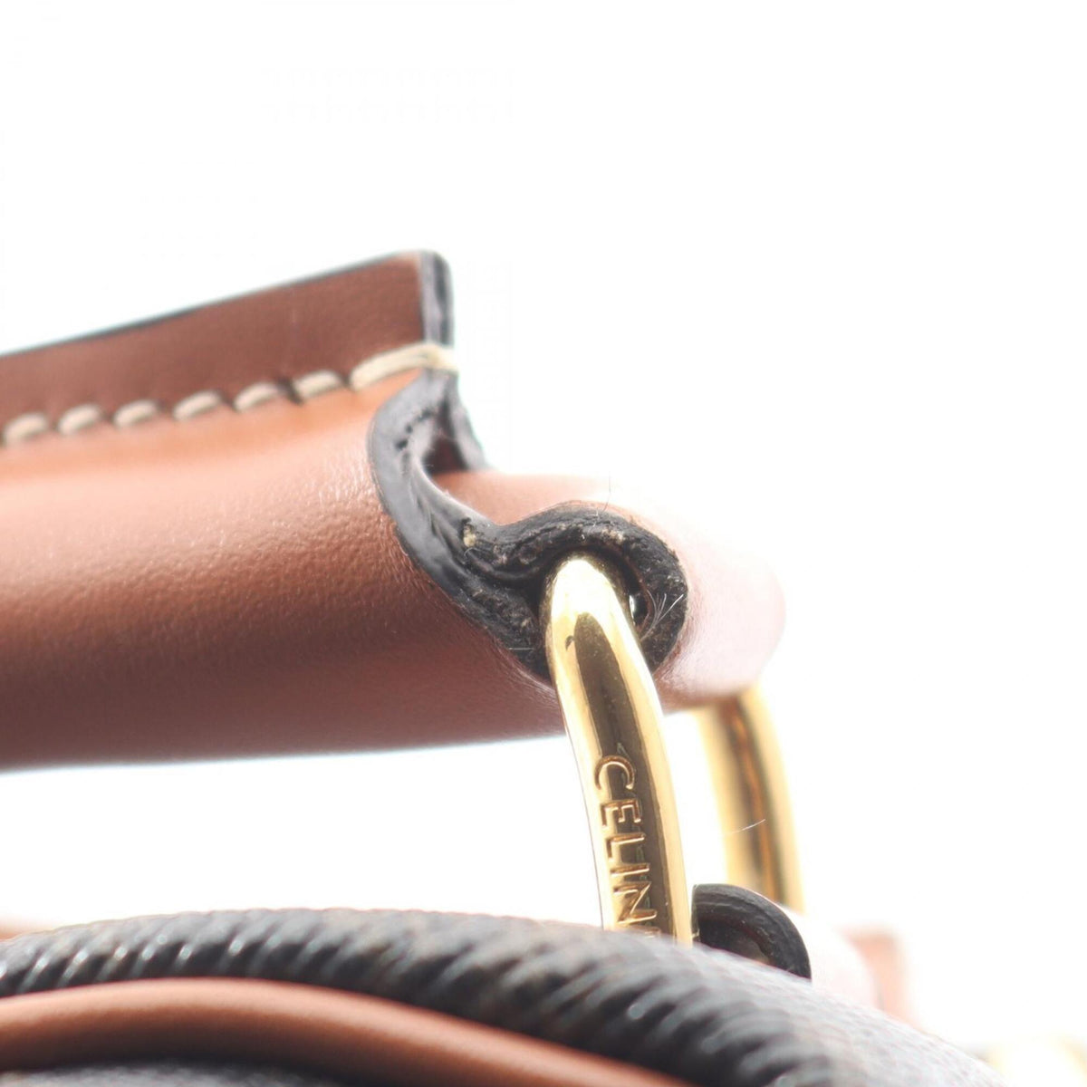 Celine Black Brown Coated Canvas Leather Handbag (Pre-Owned)