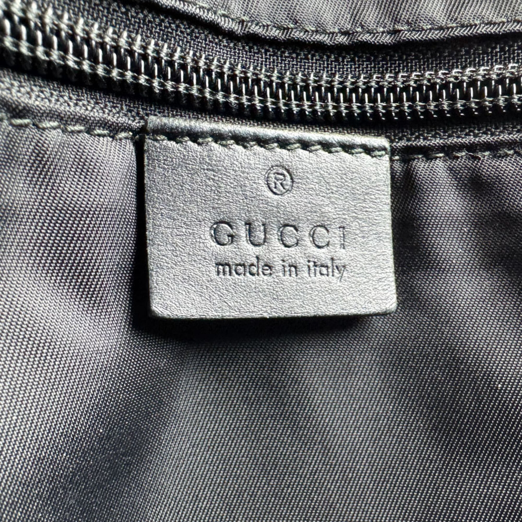 Gucci Black Green Red Color Canvas Shoulder Bag (Pre-Owned)