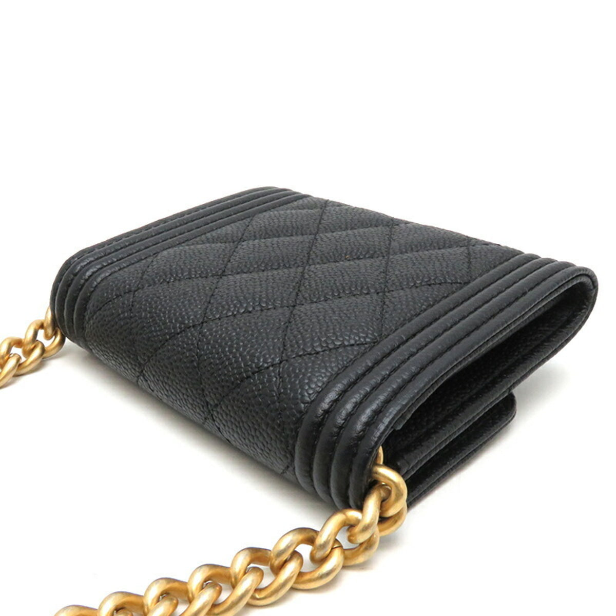 Chanel Boy Chanel Black Caviar Leather Shoulder Bag (Pre-Owned)