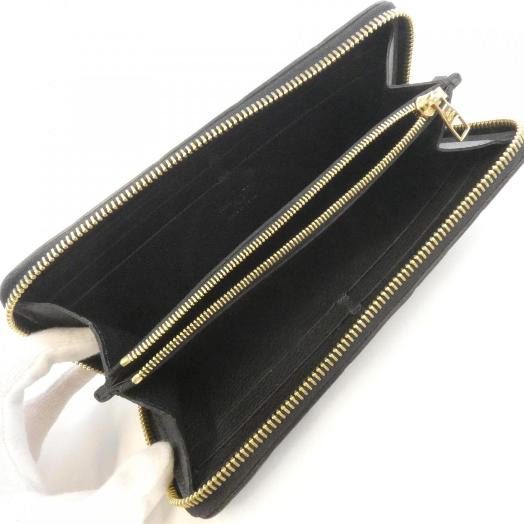 Louis Vuitton Black Leather Long Wallet (Bi-Fold) (Pre-Owned)