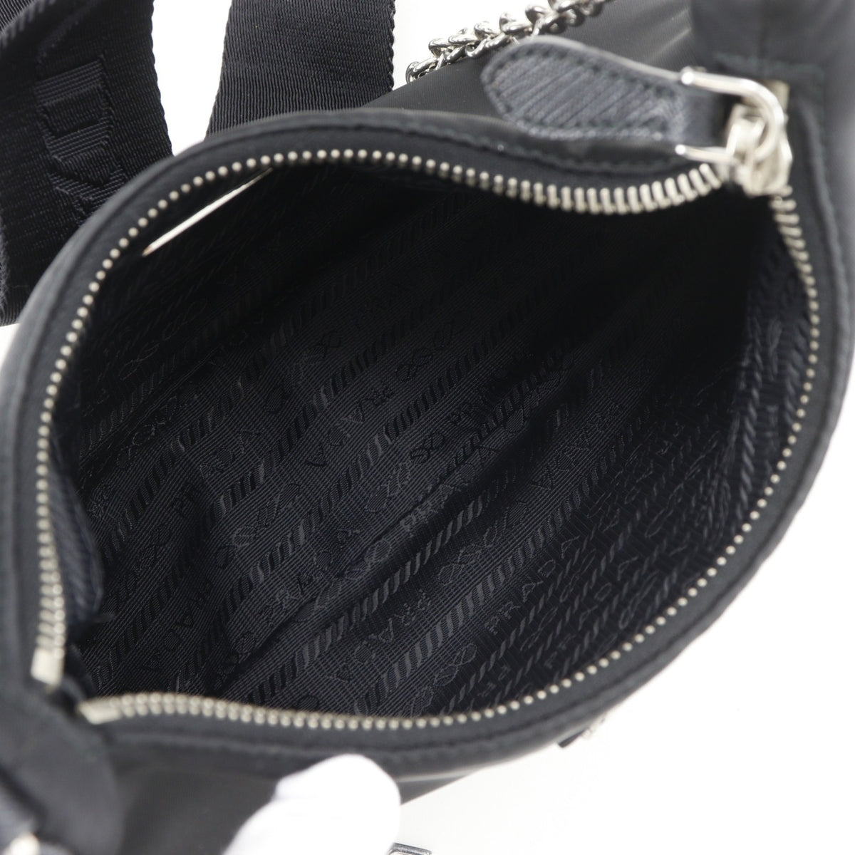 Prada Saffiano Black Nero Nylon Saffiano Shoulder Bag (Pre-Owned)